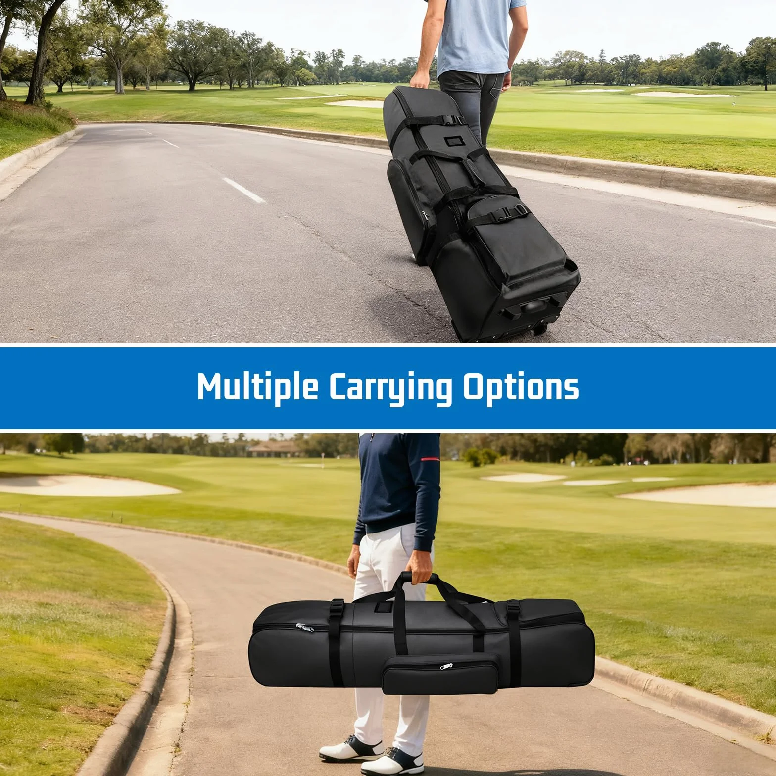 Valigia da Golf in Tessuto Oxford 900D Impermeabile Custodia da Viaggio con Ruote