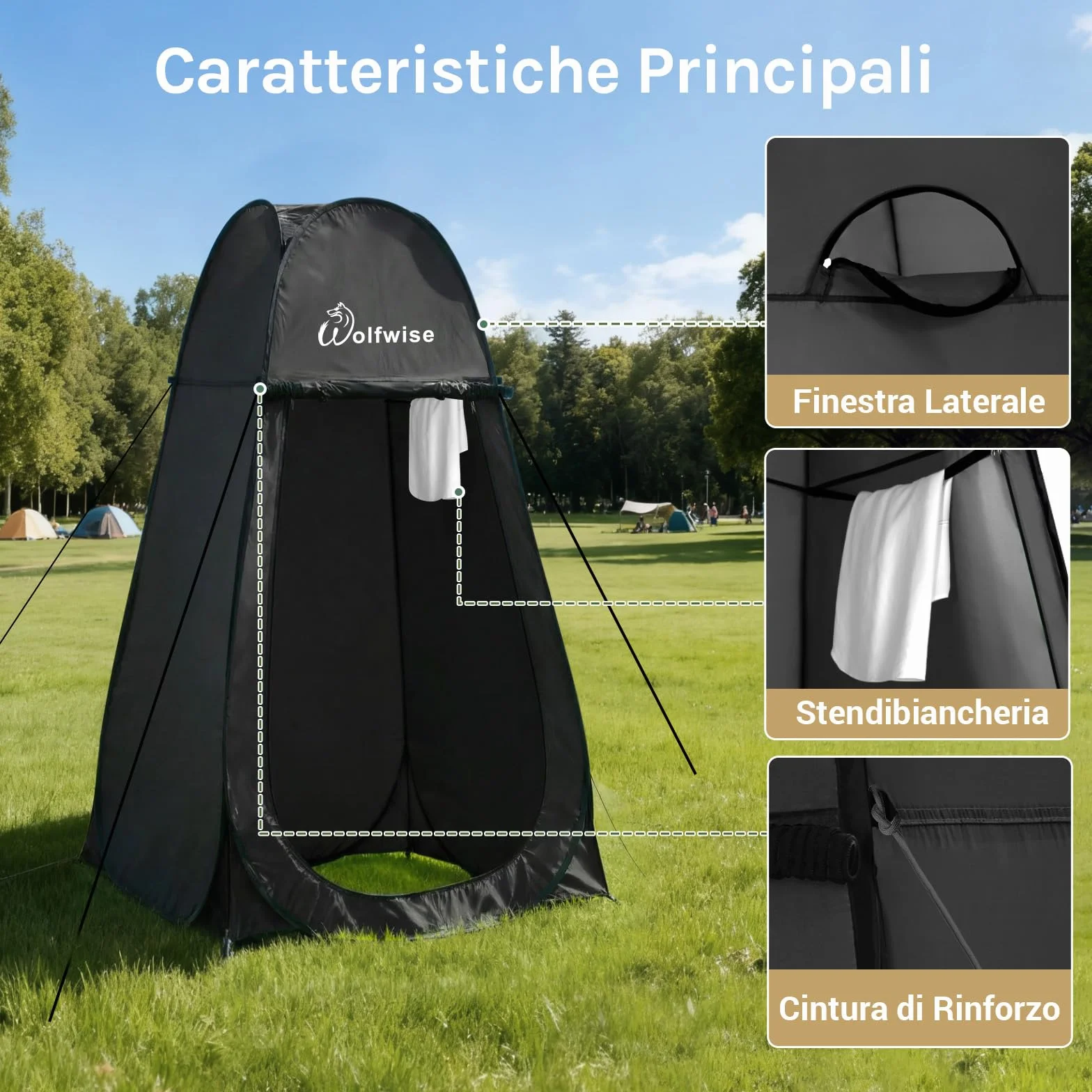 Wolfwise Tenda Pop-Up 120x120x190 cm Campeggio Spiaggia Spogliatoio