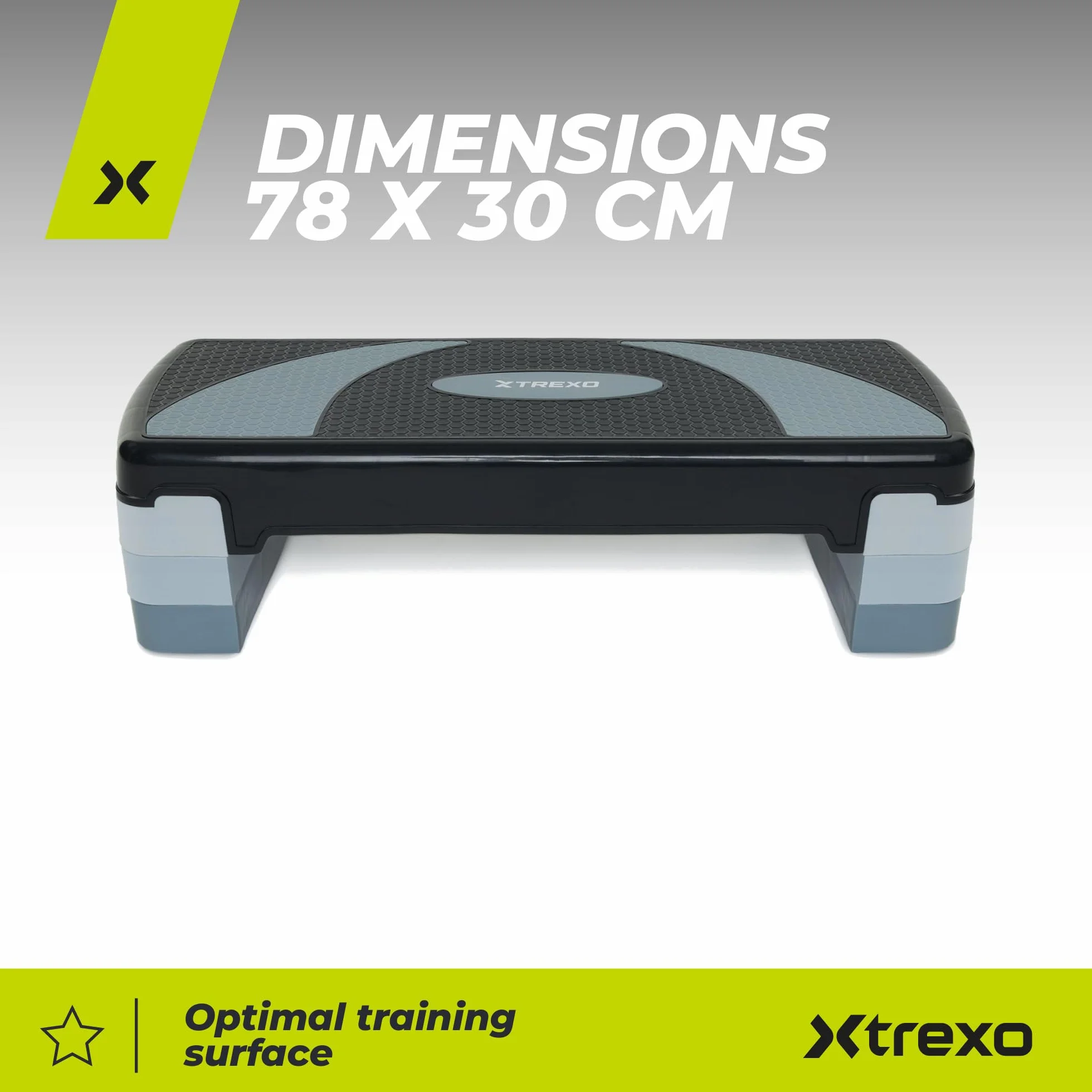 TREXO Aerobic Step 78x30 cm Altezza Regolabile 10-20 cm Polipropilene TPR per Cardio Fitness