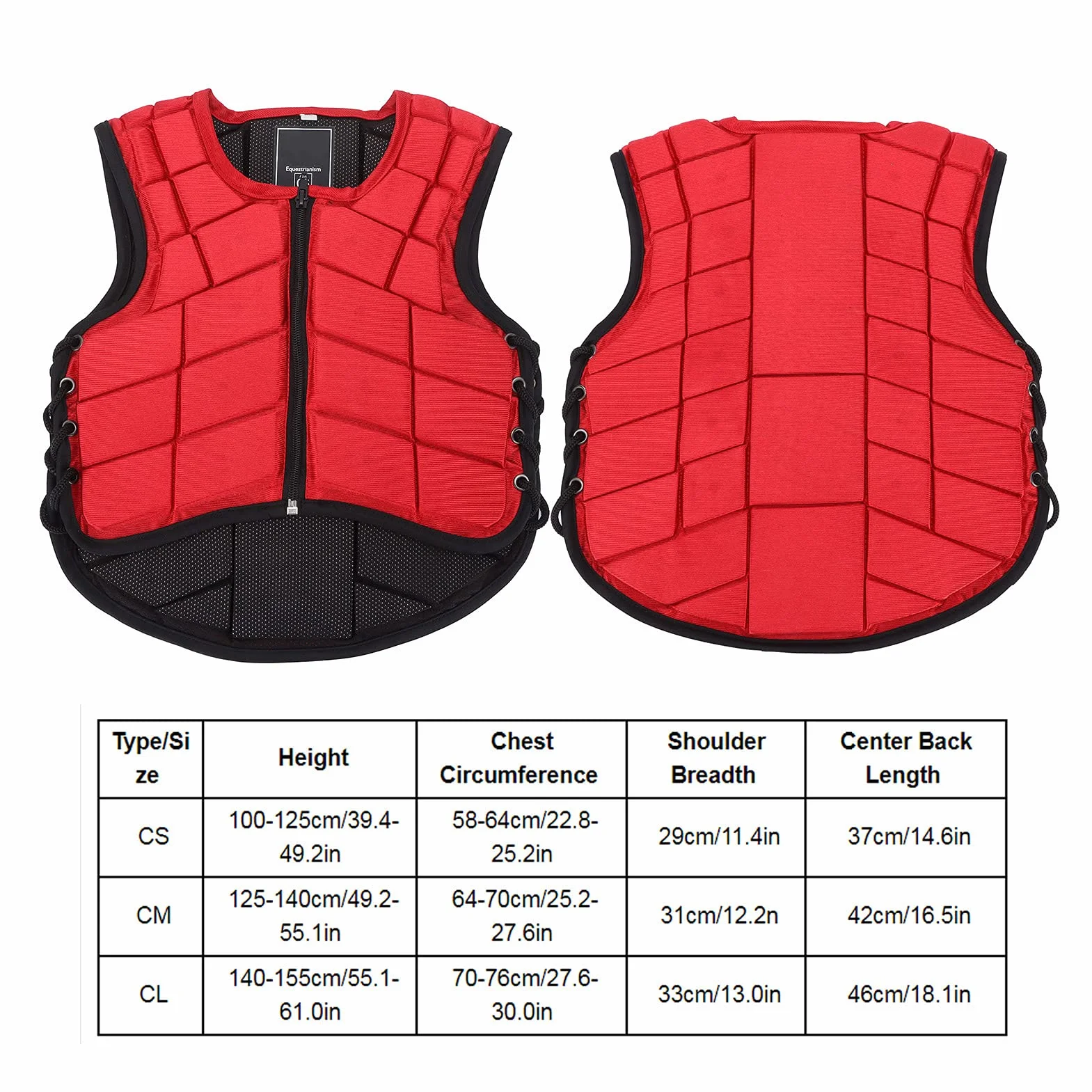 DEWIN Gilet equestre per Bambini, equipaggiamento Protettivo per Equitazione di Sicurezza Imbottito in Schiuma, Protezione per Il Corpo equestre, Rosso