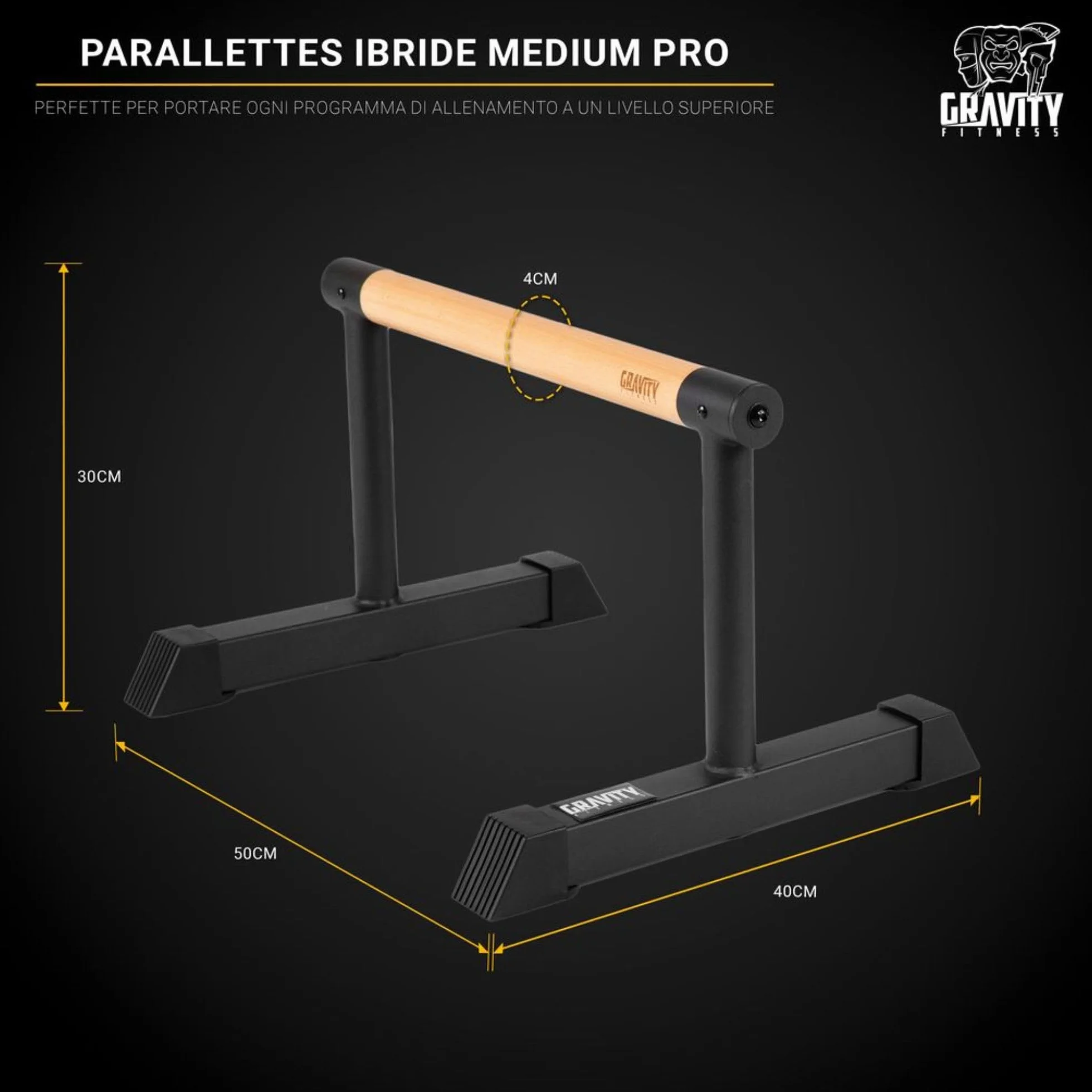 Gravity Fitness Parallettes Piccole con Manici in Legno Ibridi per Calisthenics