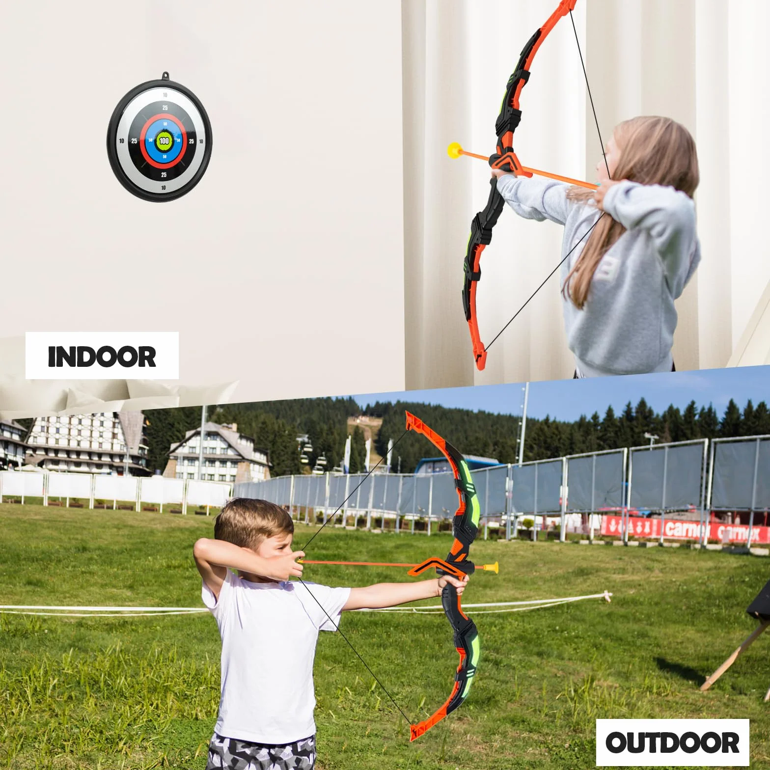 RedCrab Arco e Frecce per Bambini con Luci LED 10 Frecce a Ventosa Bersaglio Gioco 3-8 Anni Ragazzi Ragazza