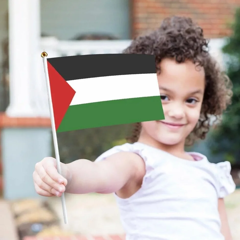 Palestina bandiera palestinese con palo I Stand mano sventolando
