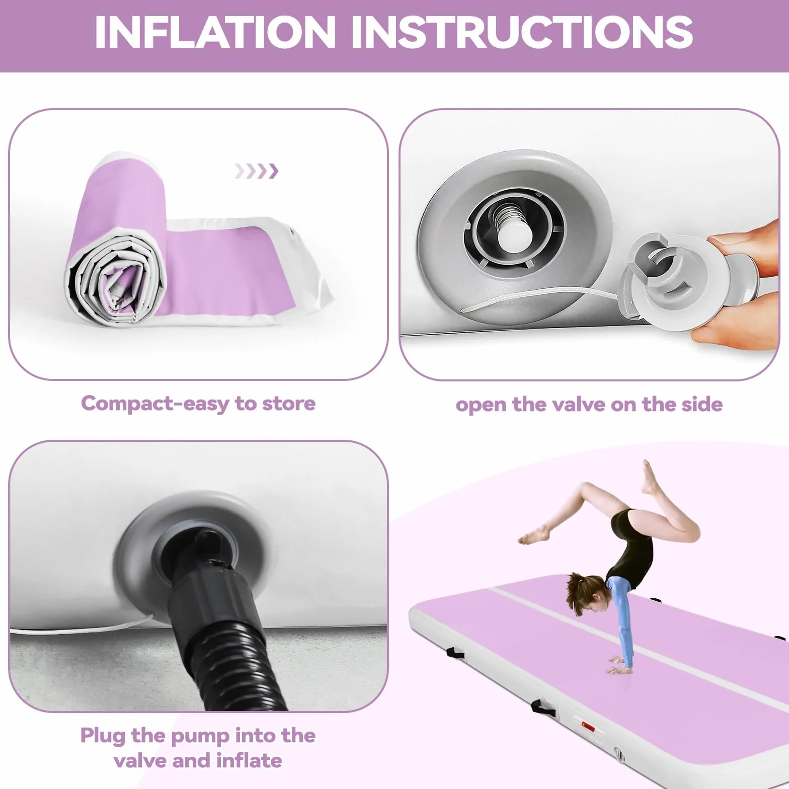 Tappetino da palestra gonfiabile, altezza 10/20 cm, lunghezza 3 m/4 m/5 m/6 m/7 m/8 m/9 m/10 m/11 m/12 m, per acrobazie, ginnastica, allenamento, con pompa ad aria