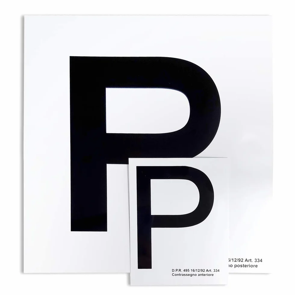 Contrassegno Elettrostatico "P" Principiante 4R Quattroerre.it Set di 2 Pezzi Anteriore + Posteriore