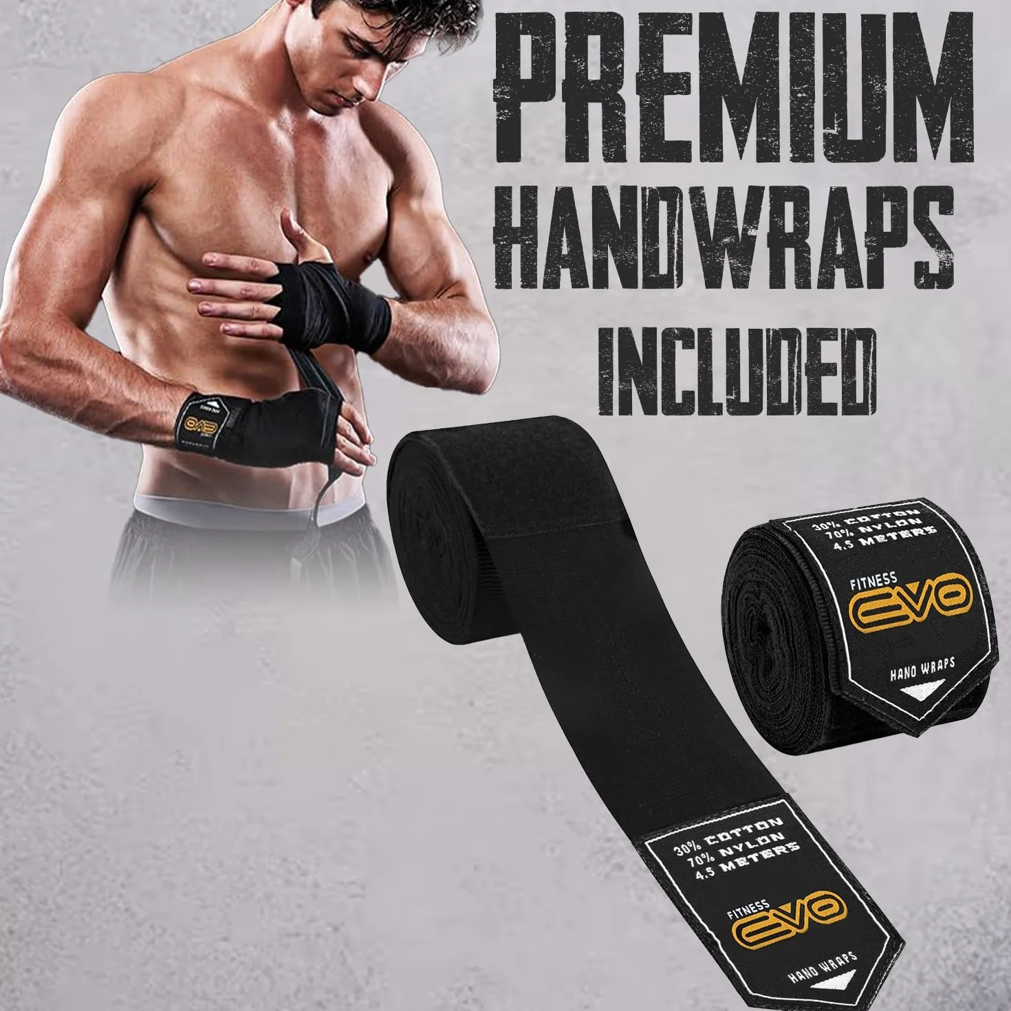 EVO Fitness Guantoni Da Boxe Con Pelle Pro Gel Per Muay Thai Kick Boxing Sparring