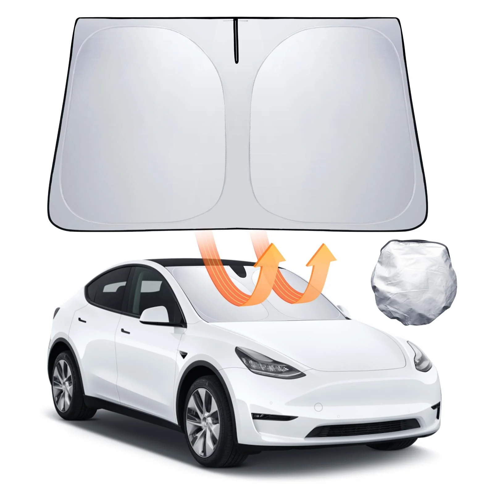 Paravento Parabrezza per Tesla Model 3/Y Parasole Pieghevole con Borsa di Stoccaggio Blocca i Raggi UV Ombrello Model 3/Y 2018-2026 Highland Juniper Accessori