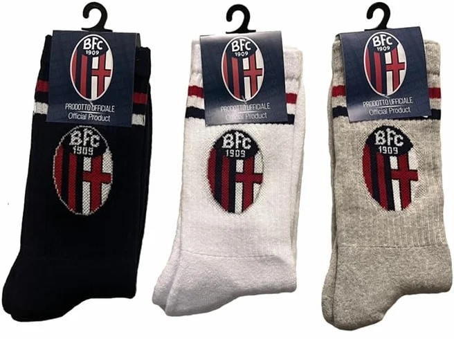 Set Bologna Ufficiale 3 Paia Calze Corte Spugna Uomo Ragazzo Bambino Taglia 34-39 Tifoso Calcio