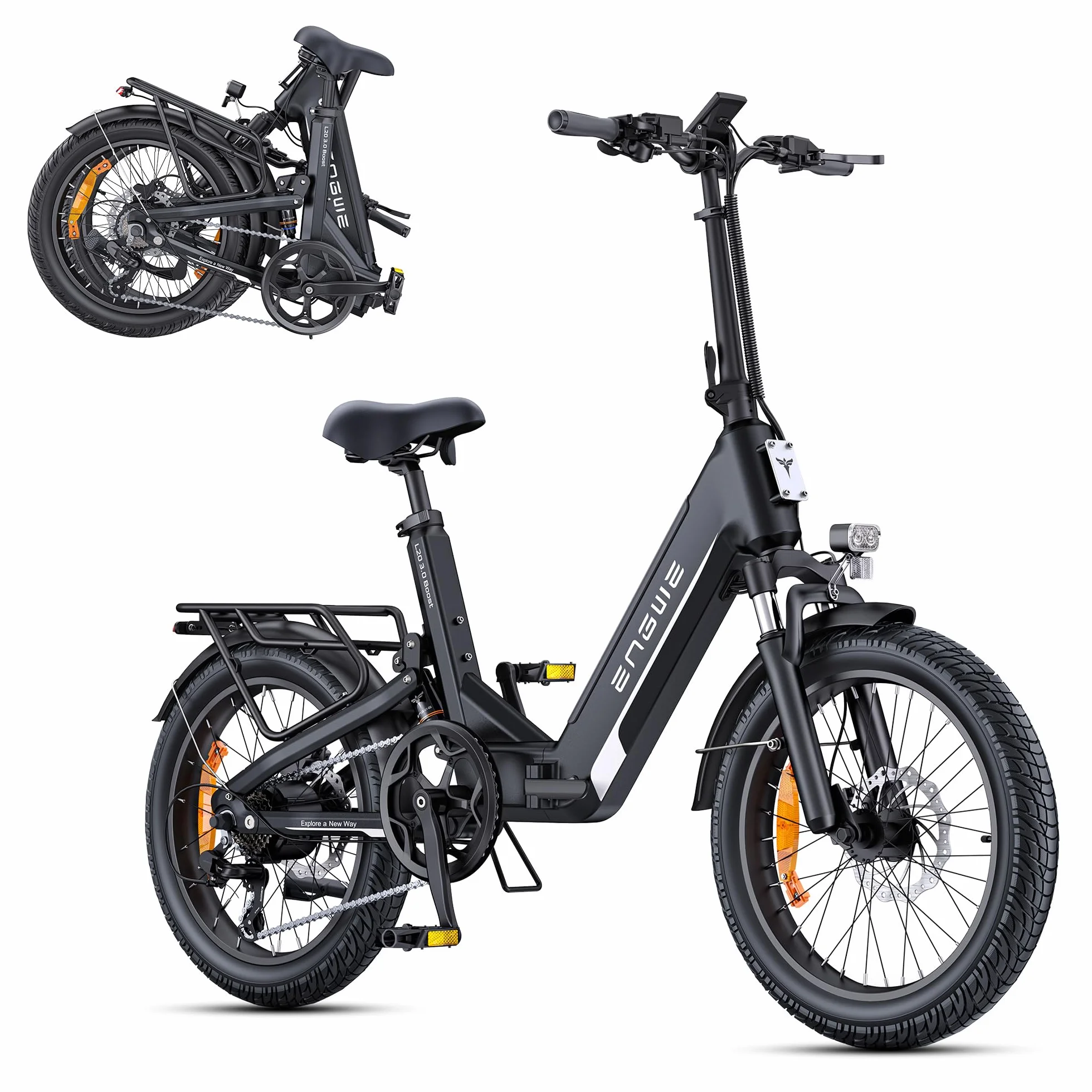 ENGWE Bici Elettrica con APP, Bicicletta Elettrica 48V 13.5Ah con Batteria fino a 135km, Sensore di Coppia e Freni Idraulici, Pneumatici 20 * 3.0, 2 ore di carica