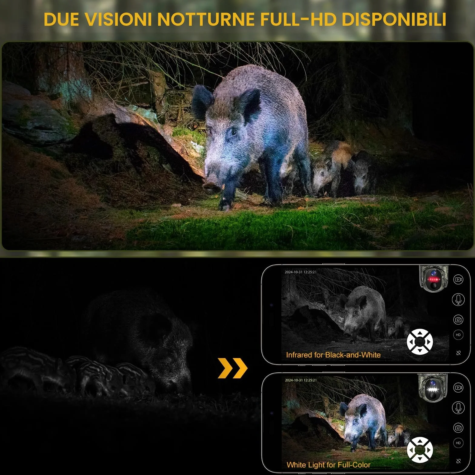 Fotocamera da Caccia 4G con SIM Preinstallato, Fototrappola Solare 2K, Visione Notturna a Colori, Rilevamento PIR, IP66