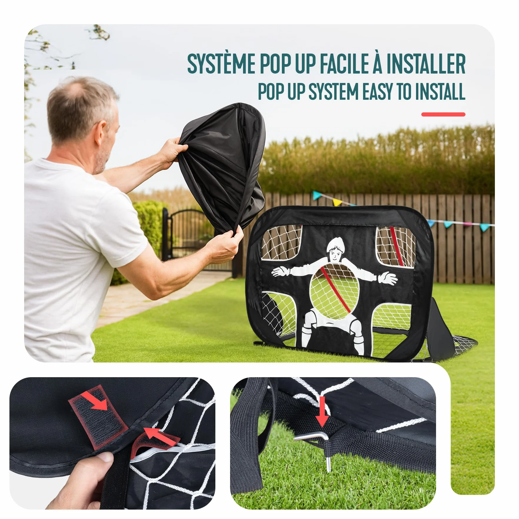 Set di 2 Porte da Calcio Pop Up Bambini 120×80×80 cm Pieghevole Portatile con Borsa