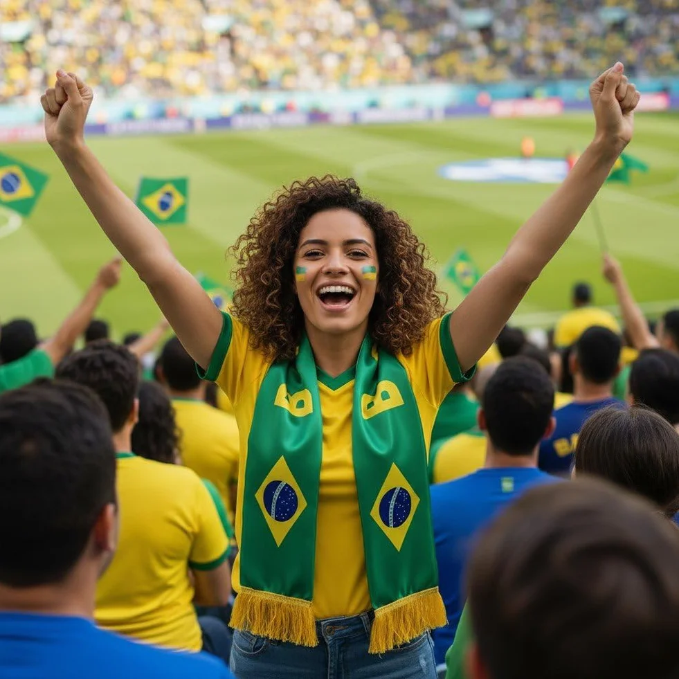 Sciarpa Calcio Brasiliana Verde Gialla Bandiera Brasile Raso