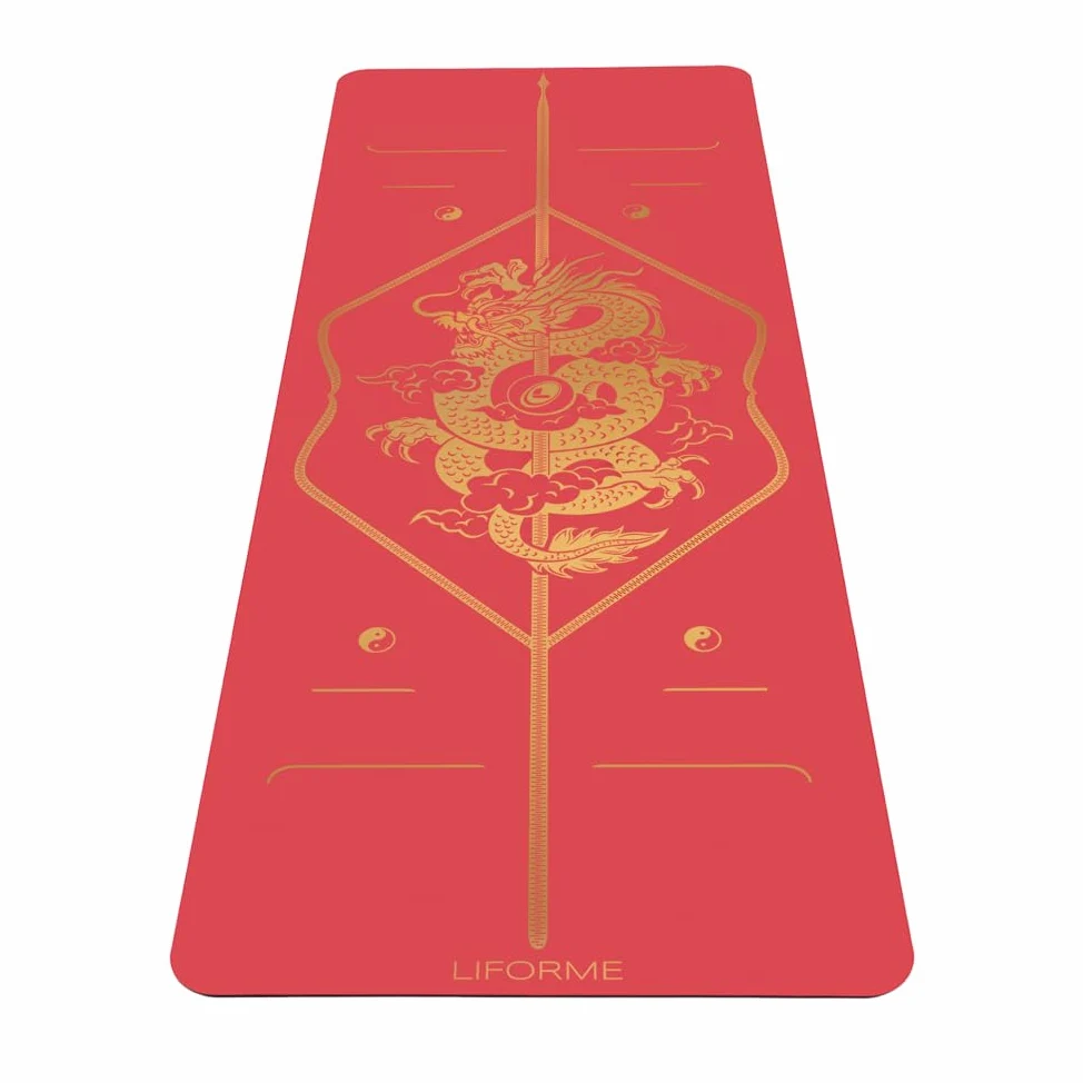 Liforme Stuoia da yoga Capodanno cinese - Miglior Tappeto Yoga Eco-Sostenibile, Antiscivolo con Esclusivo Sistema con Indicatori di Allineamento - Aderenza Perfetta e Biodegradabile
