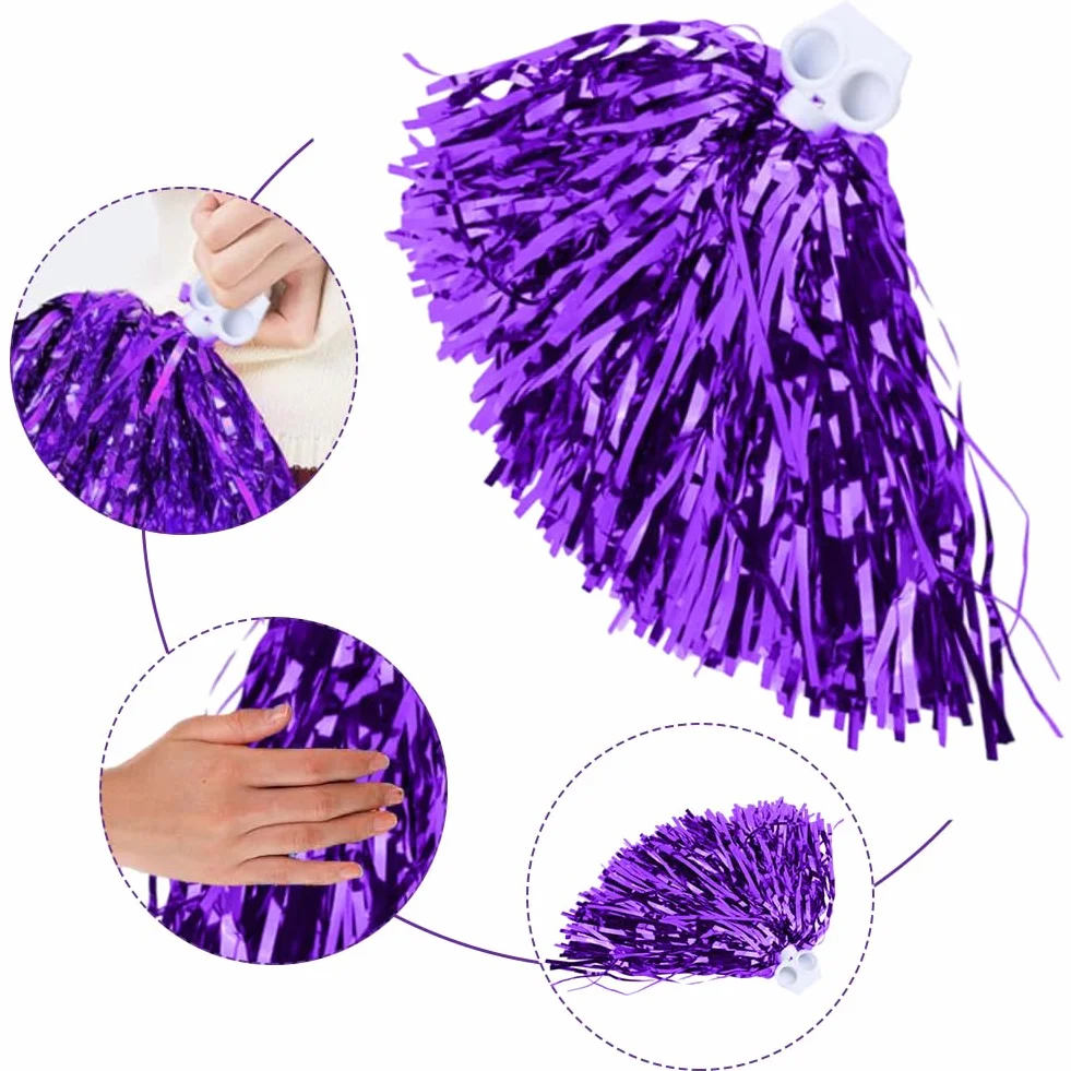 Cheerleading Poms, 6 pz Pom Pom per Feste Sportive Viola