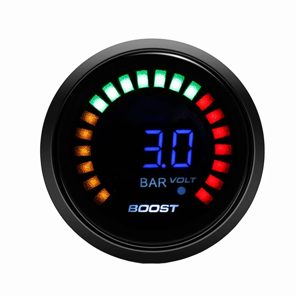 ETOPARS Motore Auto Digitale 52mm 2pollici Calibro di Turbo Boost Kit Manometro Boost Bar Misuratore Indicatore Luminoso Display Sfumatura Fumo Lente