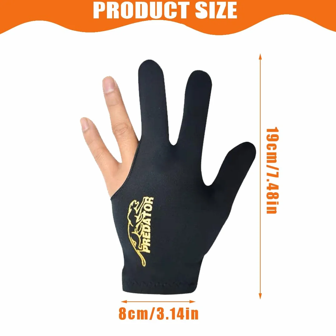 XPEX Guanti Biliardo 3 Finger Professionale Snooker Nero
