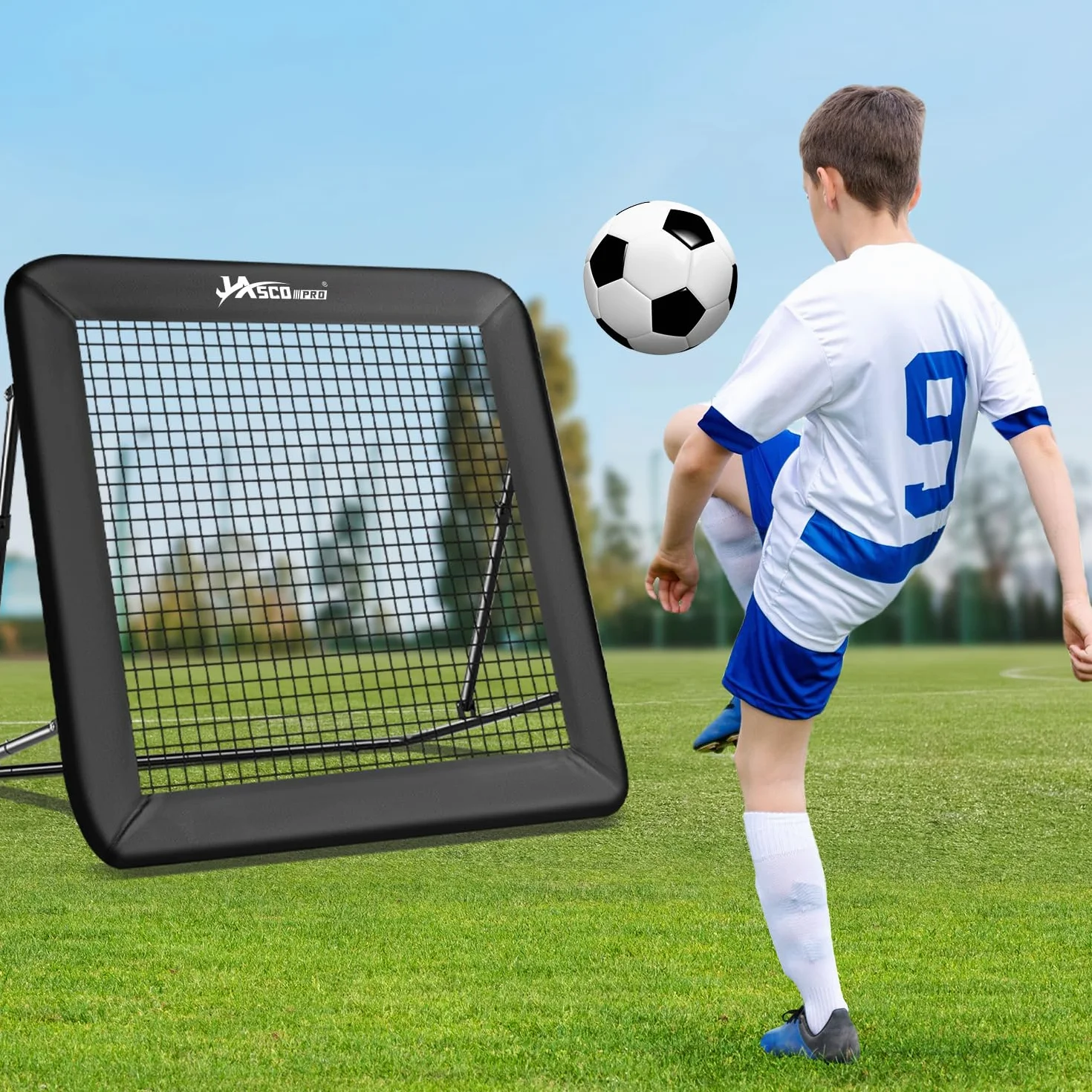 JASCOPRO Rete da rimbalzo da calcio, bersaglio per porta, attrezzatura da allenamento portatile