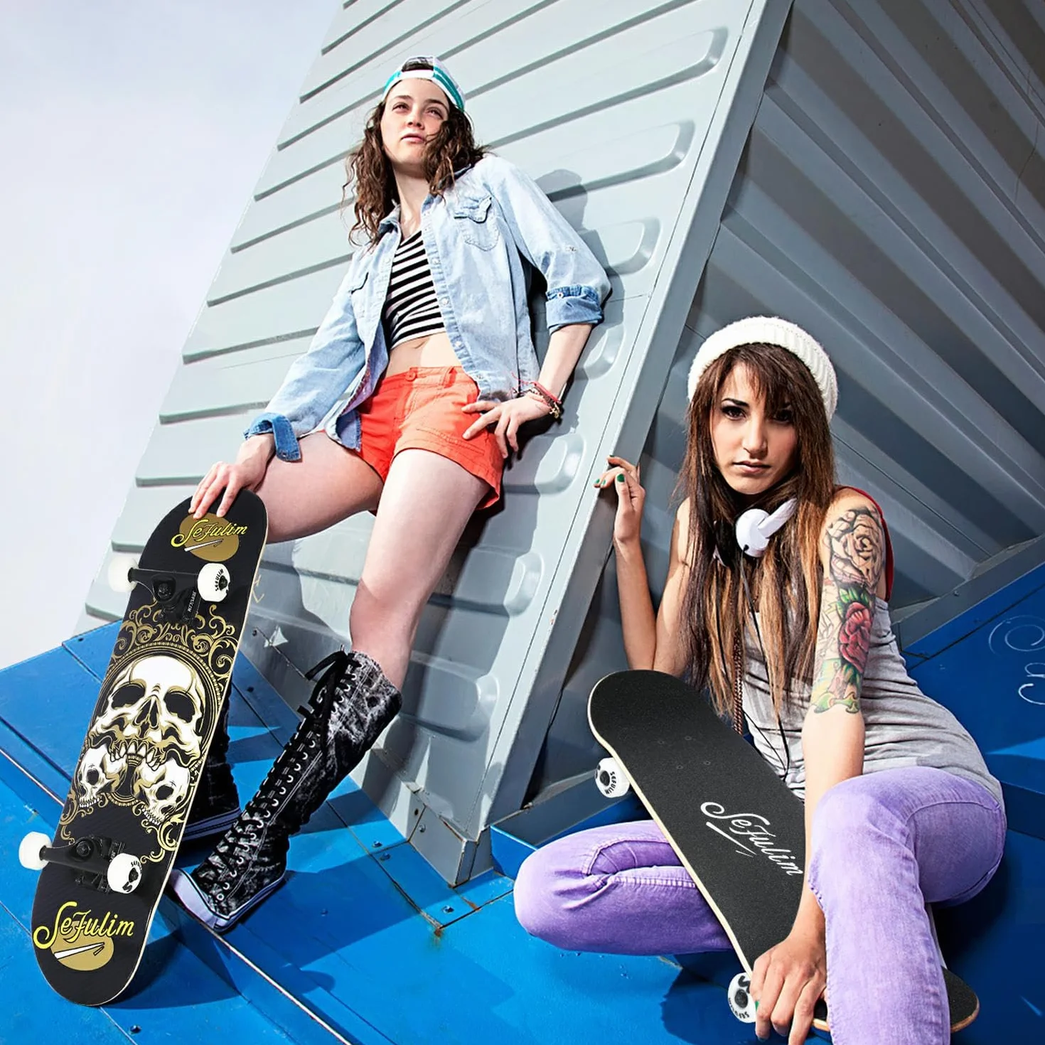 31 x 8 Pollice Completo Skateboard 7 Strati Acero Canadese Doppio Kick Deck Concavo Cruiser Trick Skateboard per Ragazzi Ragazze Adolescenti Adulti Principiante
