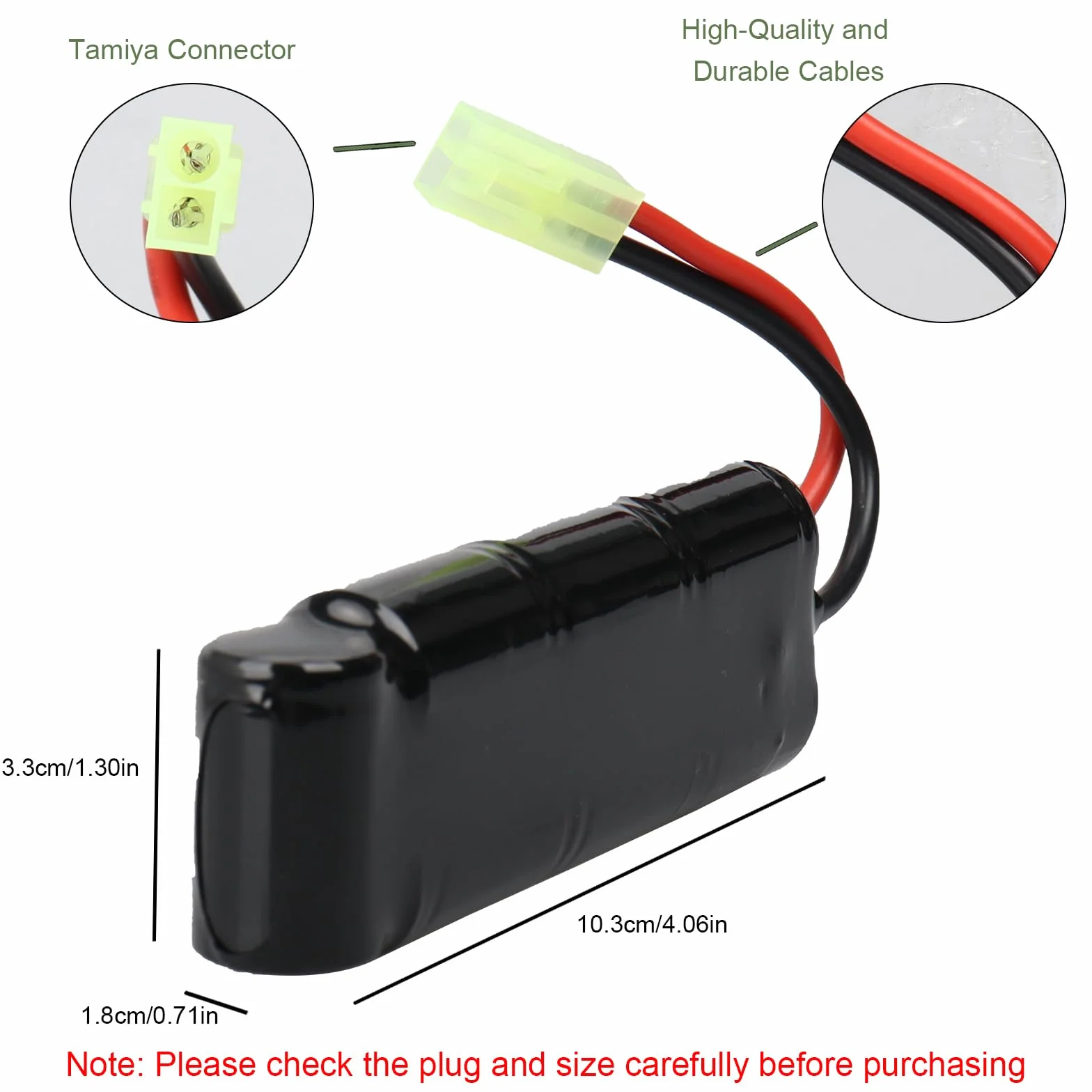 Batteria ricaricabile Airsoft 8.4V 1600mAh NiMH 7S per MP5 Scar M249