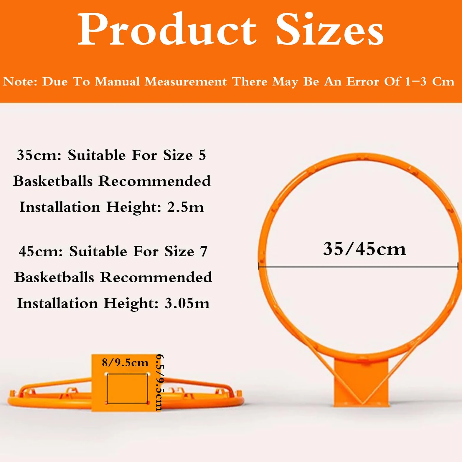 Canestro da Basket da Muro Regolamentare con Rete in Nylon per Esterno