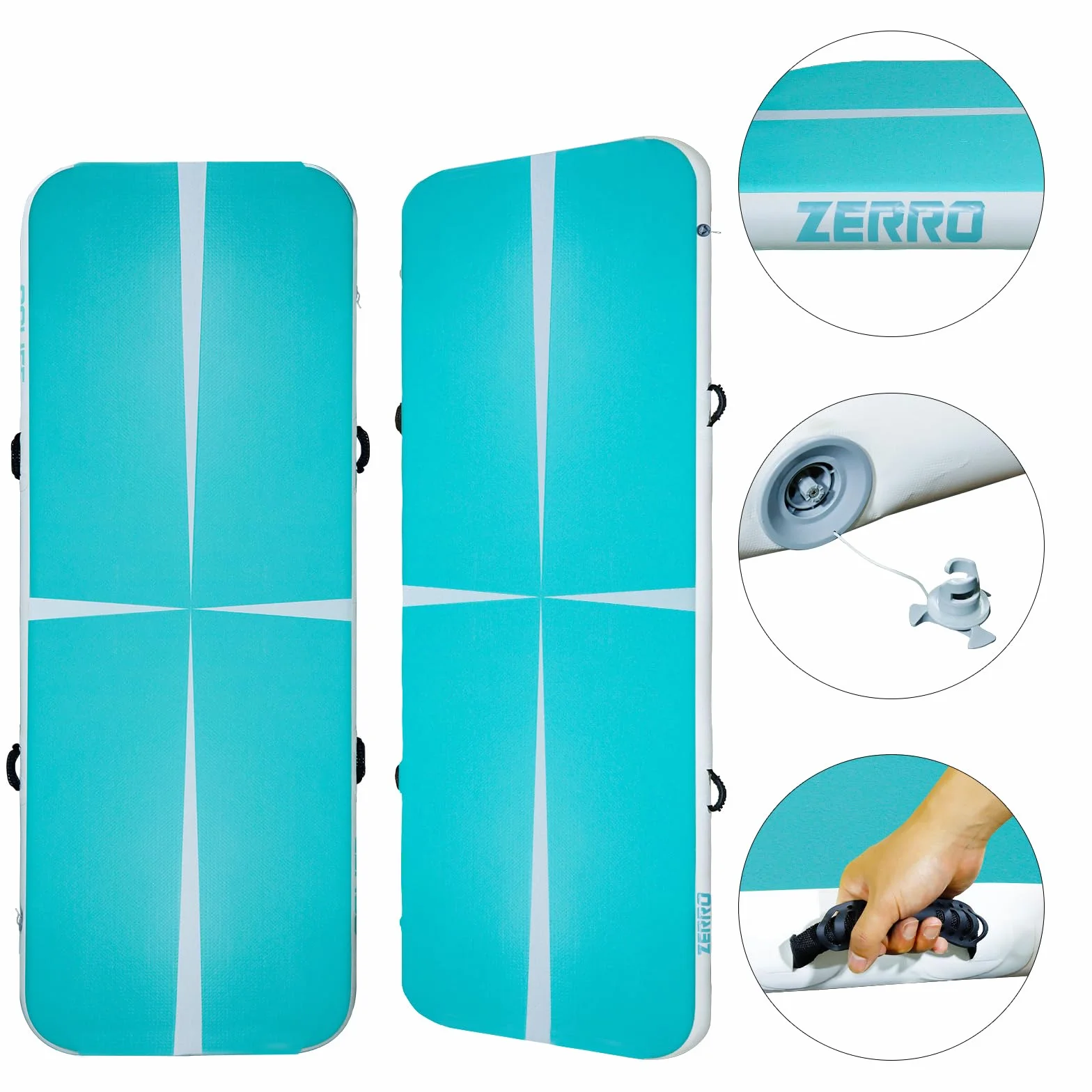 CCLIFE Air Track Tappetino Ginnastica Artistica 1/3/4/5m 10/20cm Air Roller Air Barrel con Borsa il Trasporto Pompa aria Casa Yoga Palestra Formazione Cheerleading Φ60/Φ90 Blu-verde/Verde/Blu/Rosa