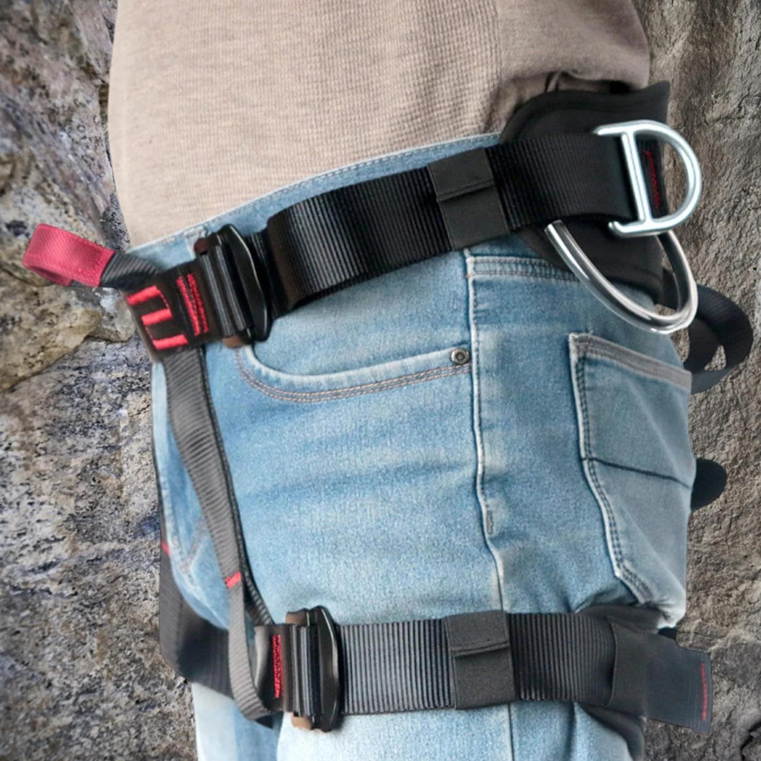 Generico Imbragatura per Arrampicata su Roccia Regolabile, Cintura di Sicurezza per Speleologia e Discesa in Corda Doppia