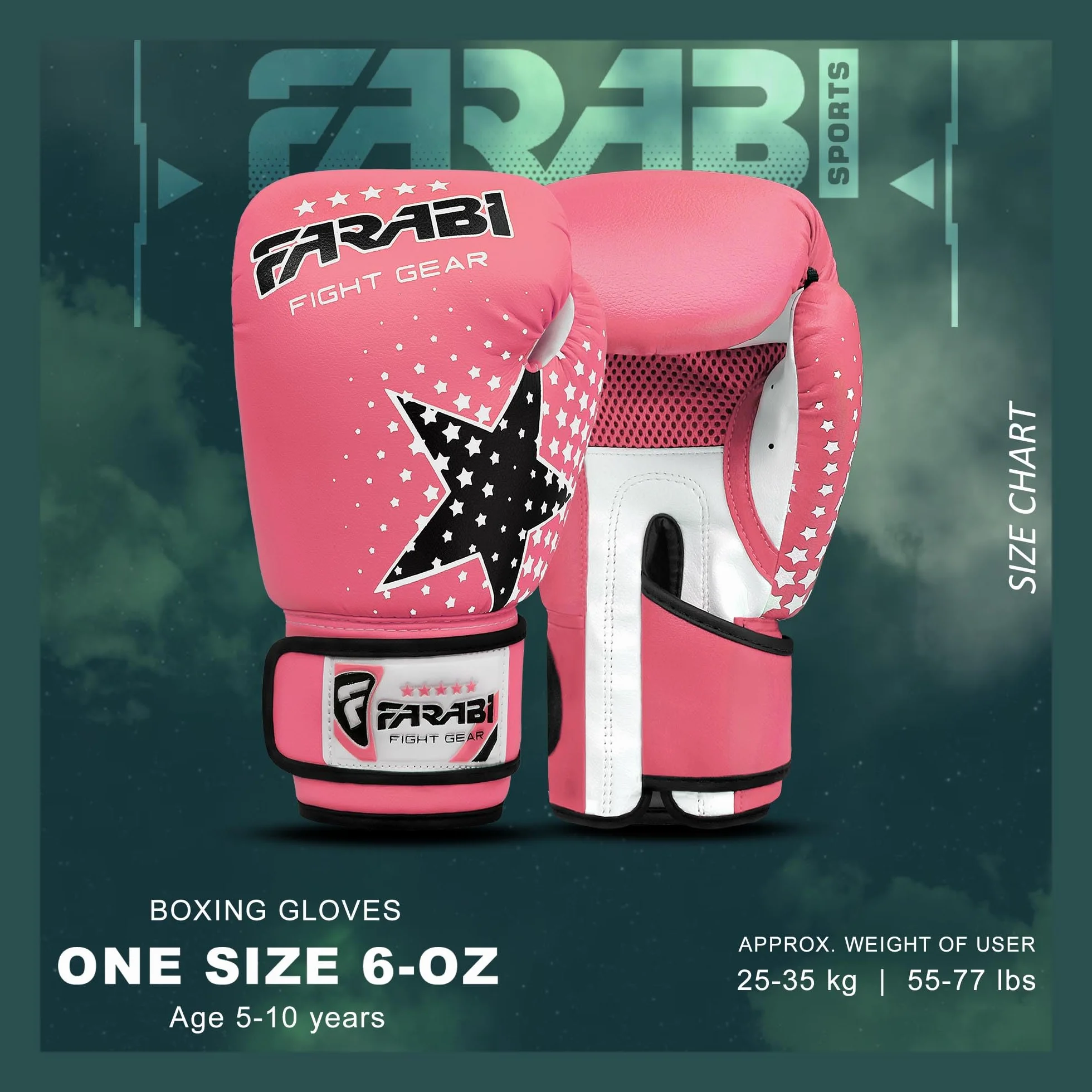 Farabi Sports guantoni boxe bambini 6-oz Youth Junior per MMA Muay Thai sacco da boxe allenamento 5-10 anni