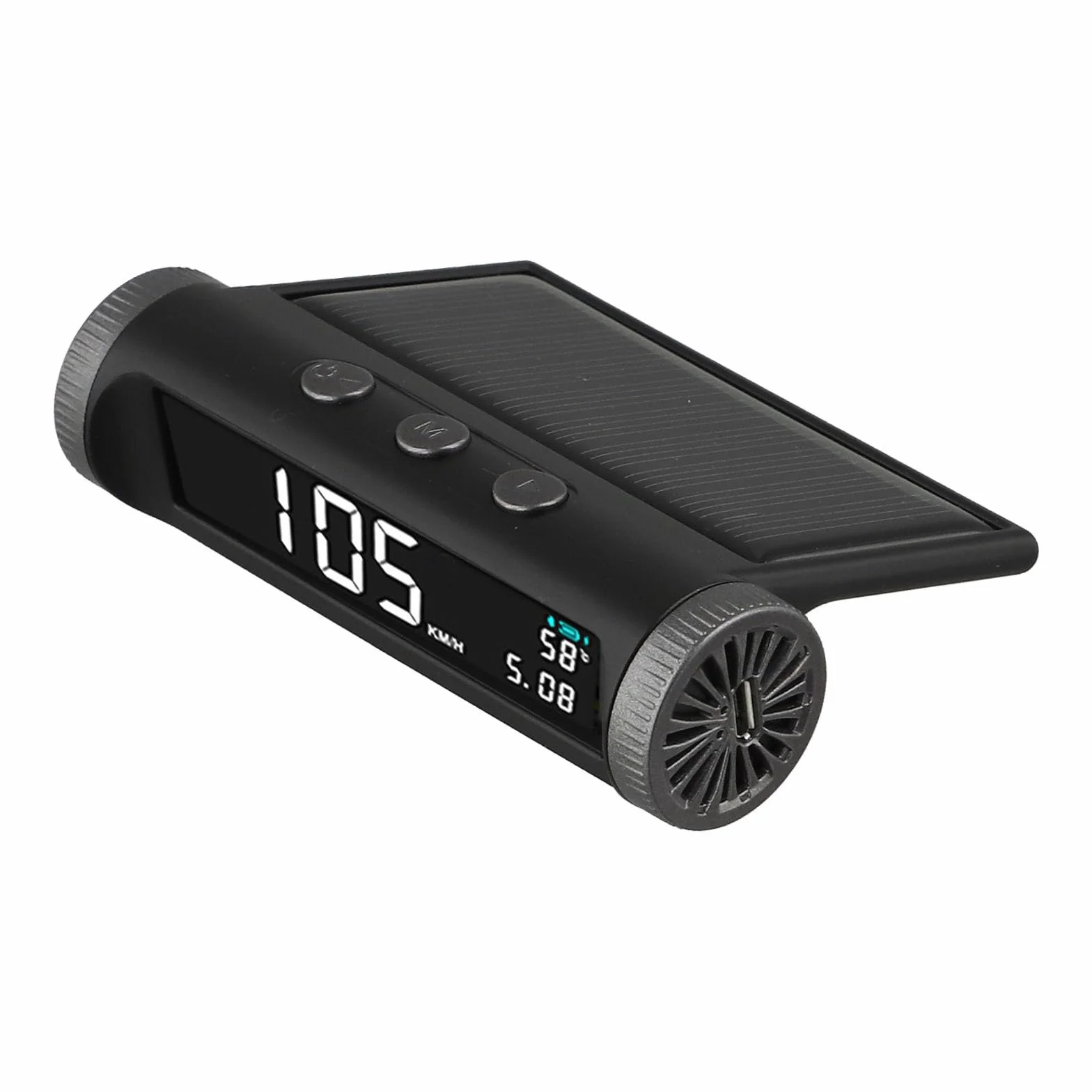 Display HUD Head-Up a energia solare, senza fili, con tachimetro GPS e indicatore di velocità digitale, funzione di temperatura e calendario, batteria da 650 mAh, nero