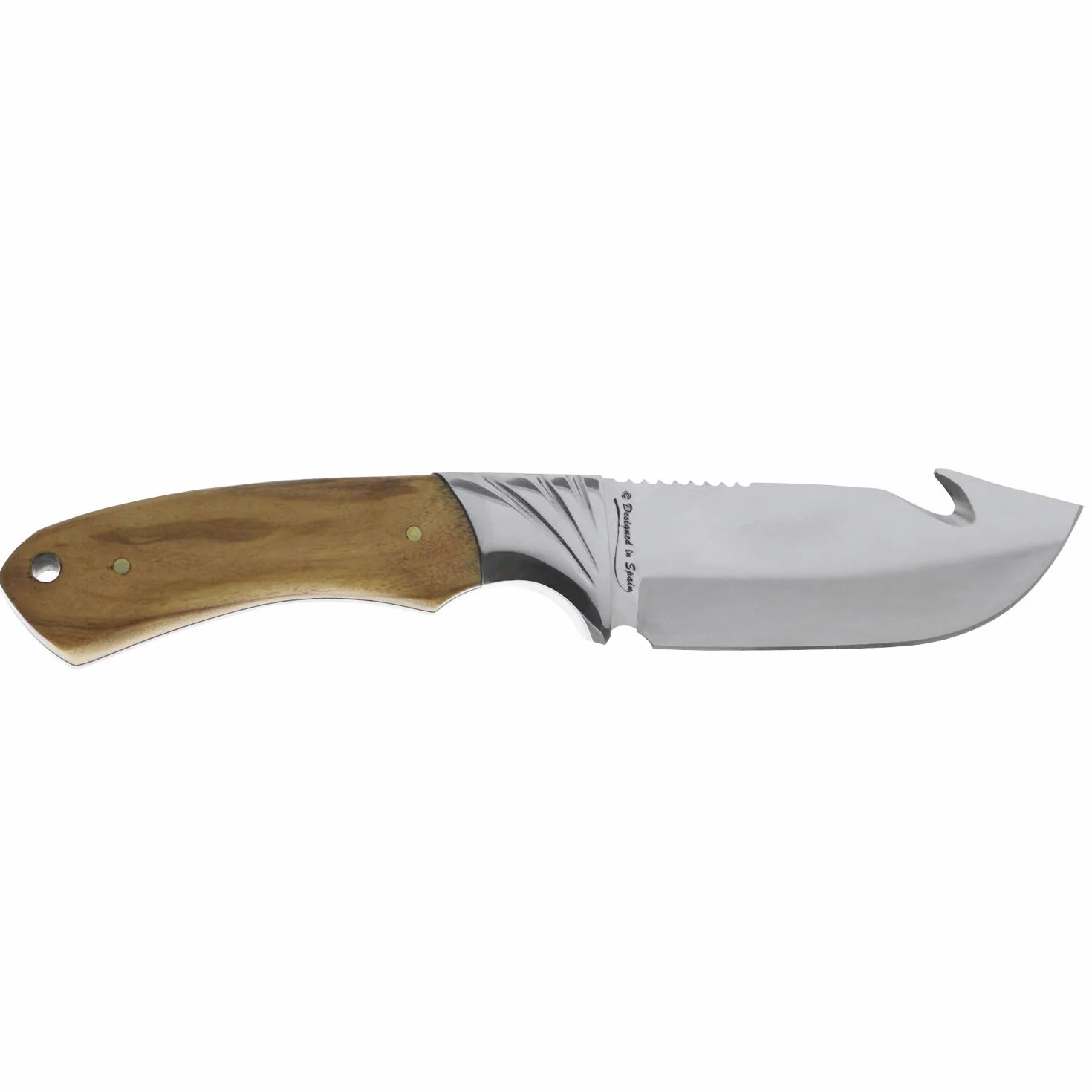 iFIELD EL29010 Coltello multifunzionale per escursioni, caccia e sopravvivenza all'aperto, acciaio inossidabile 3Cr13 con manico in oliva, fodero multiposizione