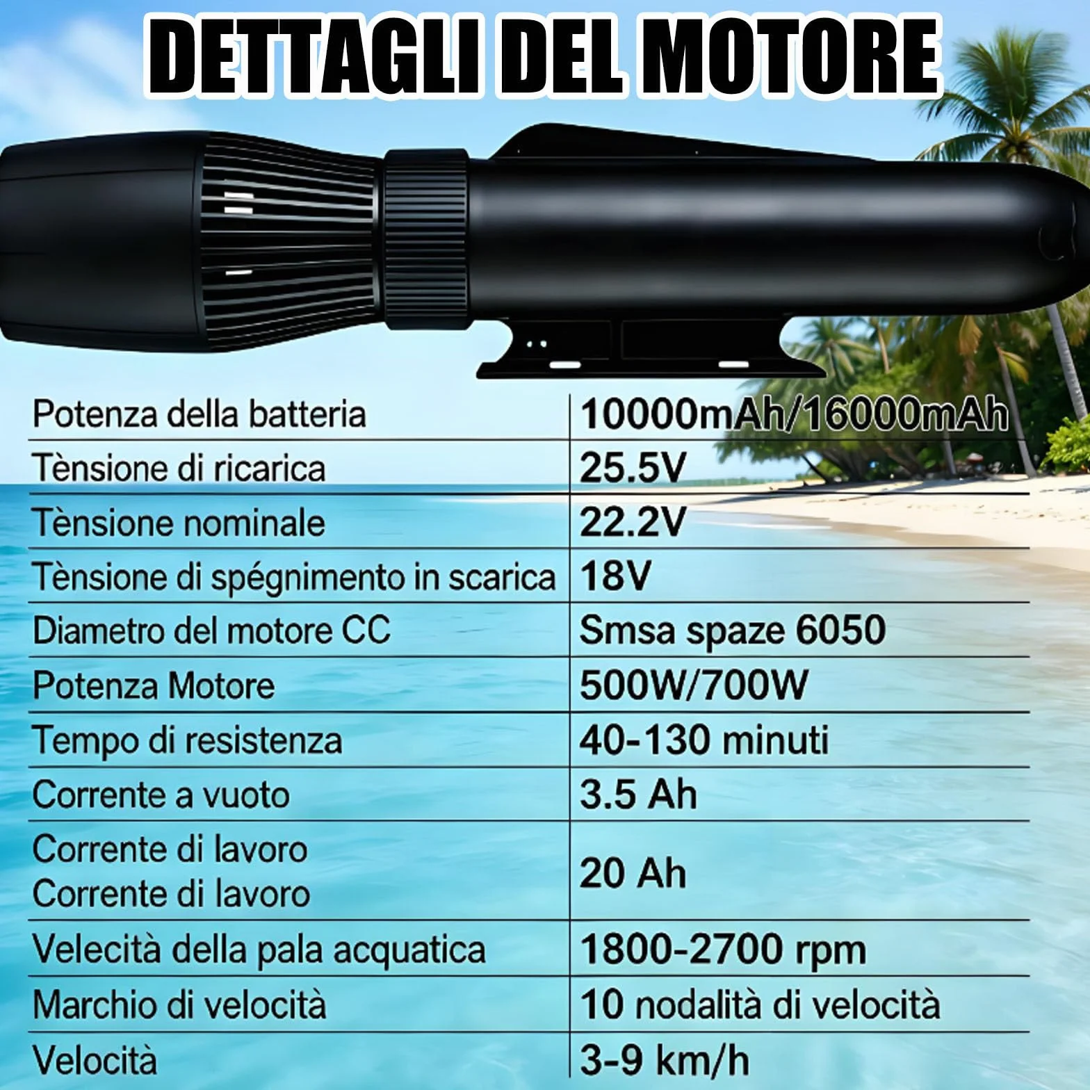 Jetski Elettrica Subacquea 700W 11km/h 9 Velocità Brushless con Motore Gonfiabile