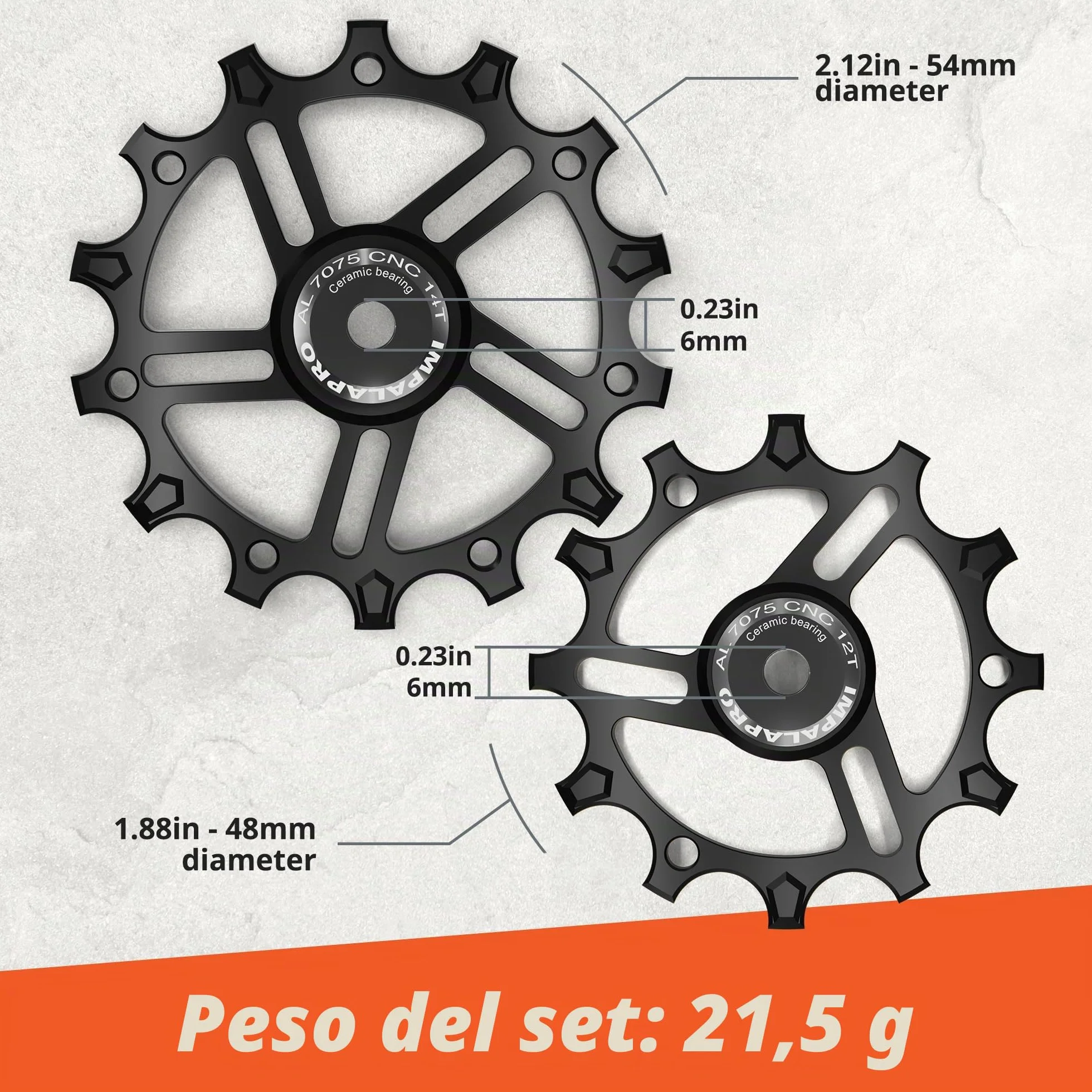 Puleggia Deragliatore Posteriore Ceramica 12T-14T Alluminio CNC 7075 per 9-12V