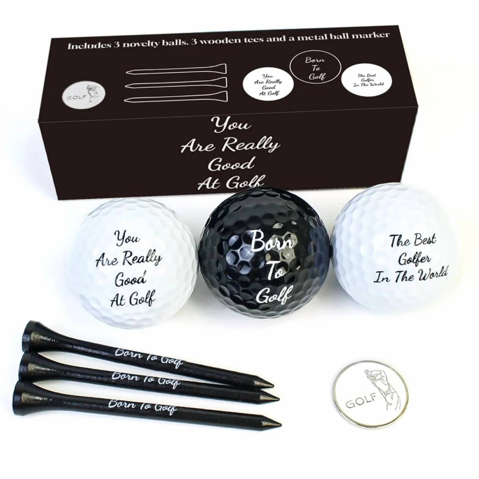 Crestgolf Golf Regali per Uomini con 3 Palline da Golf 3 Tees 1 Marcatore