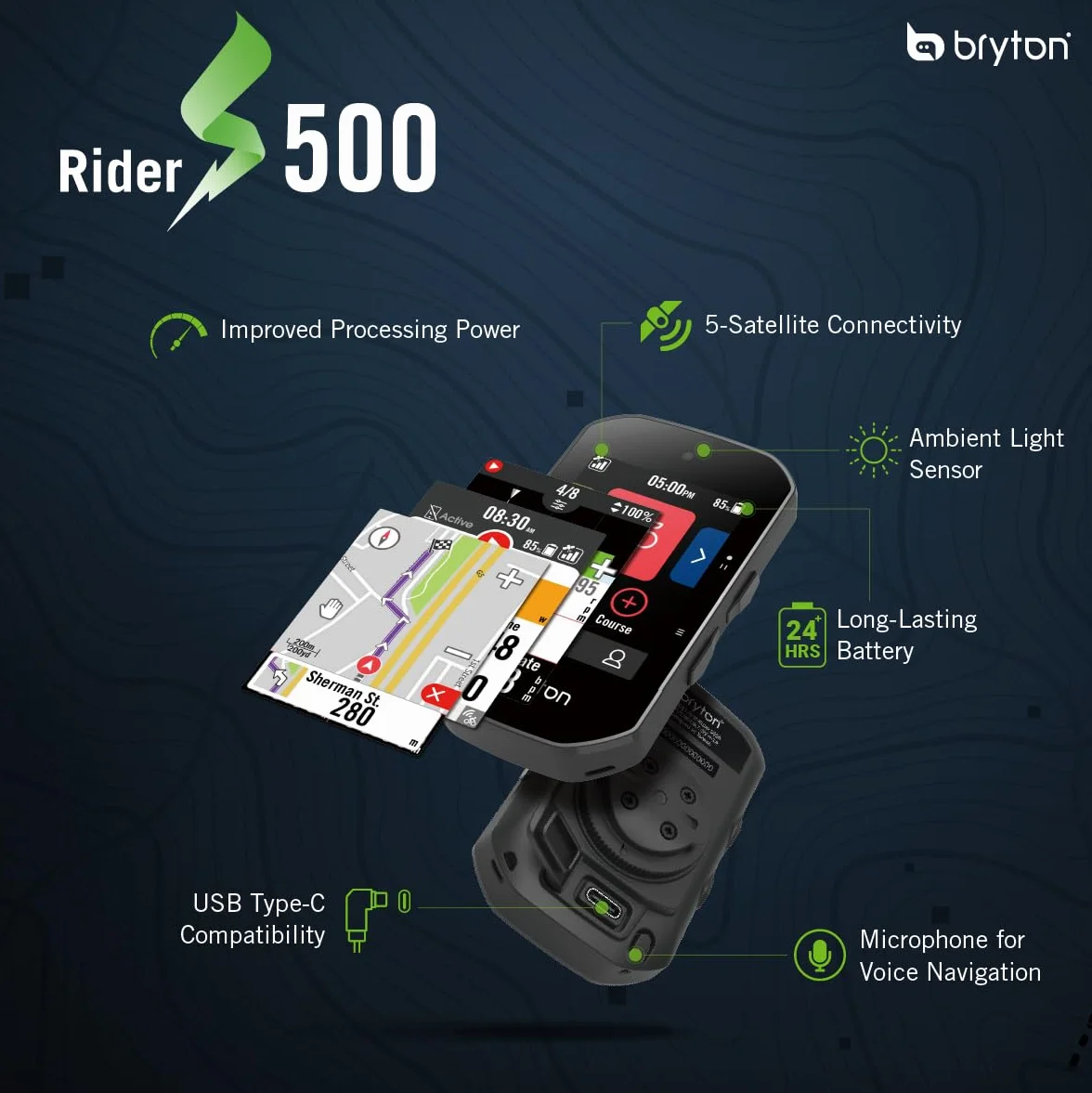 Bryton Rider S500E supporto frontale alluminio Nero