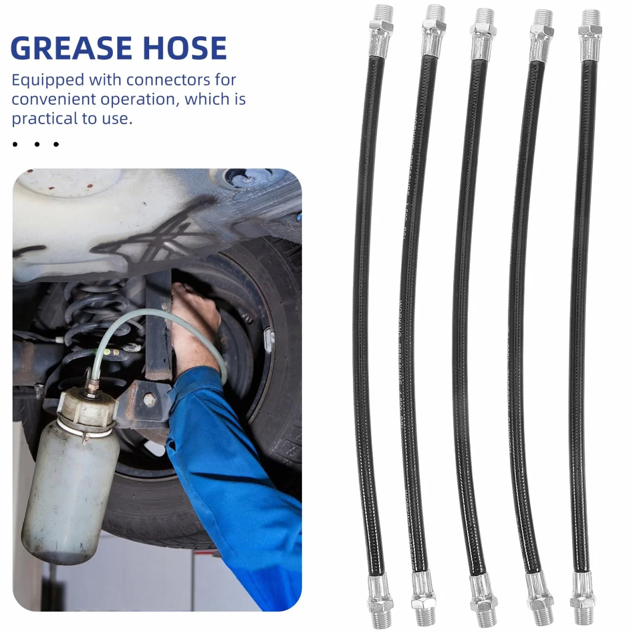 5pezzi Tubo Flessibile Alta Pressione per Grasso Kit Lubrificazione