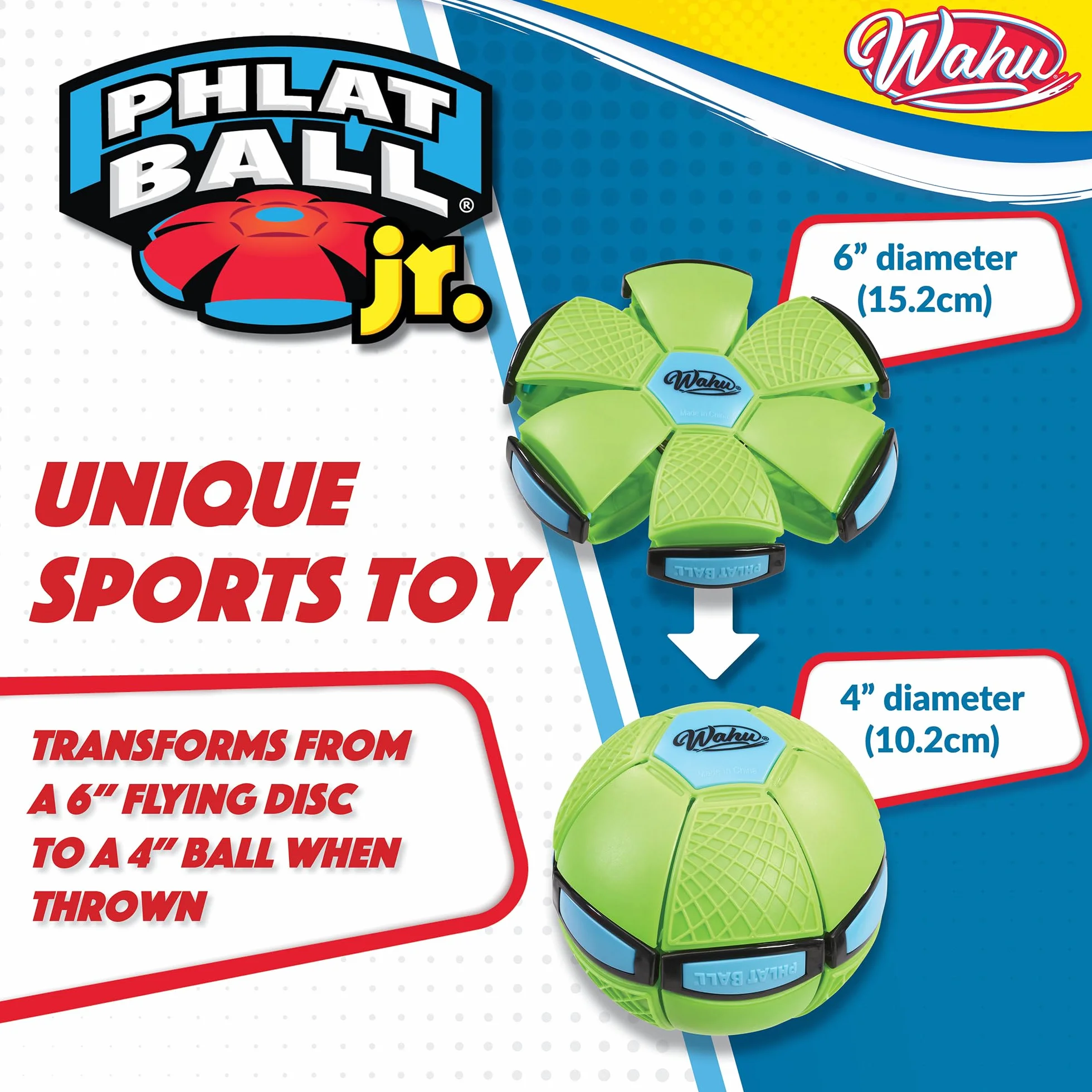 Wahu Phlat Ball Junior Verde Gioco all'aperto Lancia disco prende palla