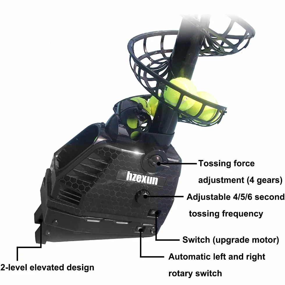 Macchina per Palle da Tennis Leggero, Regolabile e Portatile, Collegare/Batterie, 30 Palle