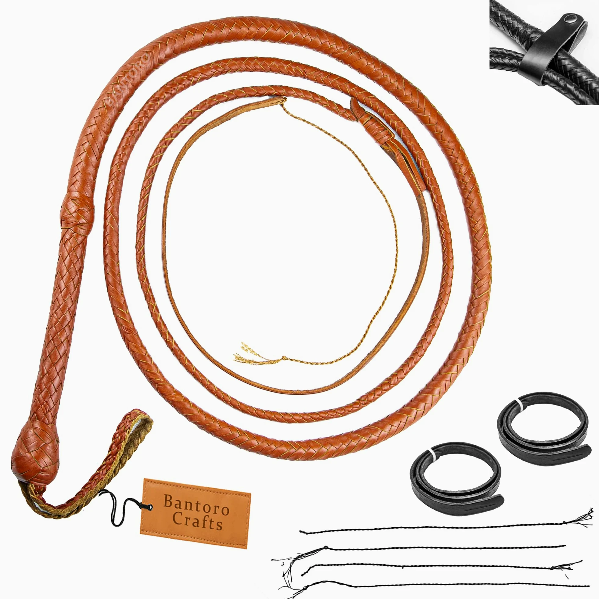 Marrone Frusta in Pelle di Canguro Bullwhip16 Trecce Fili Pelle Intrecciata Frusta Che schiocca Forte