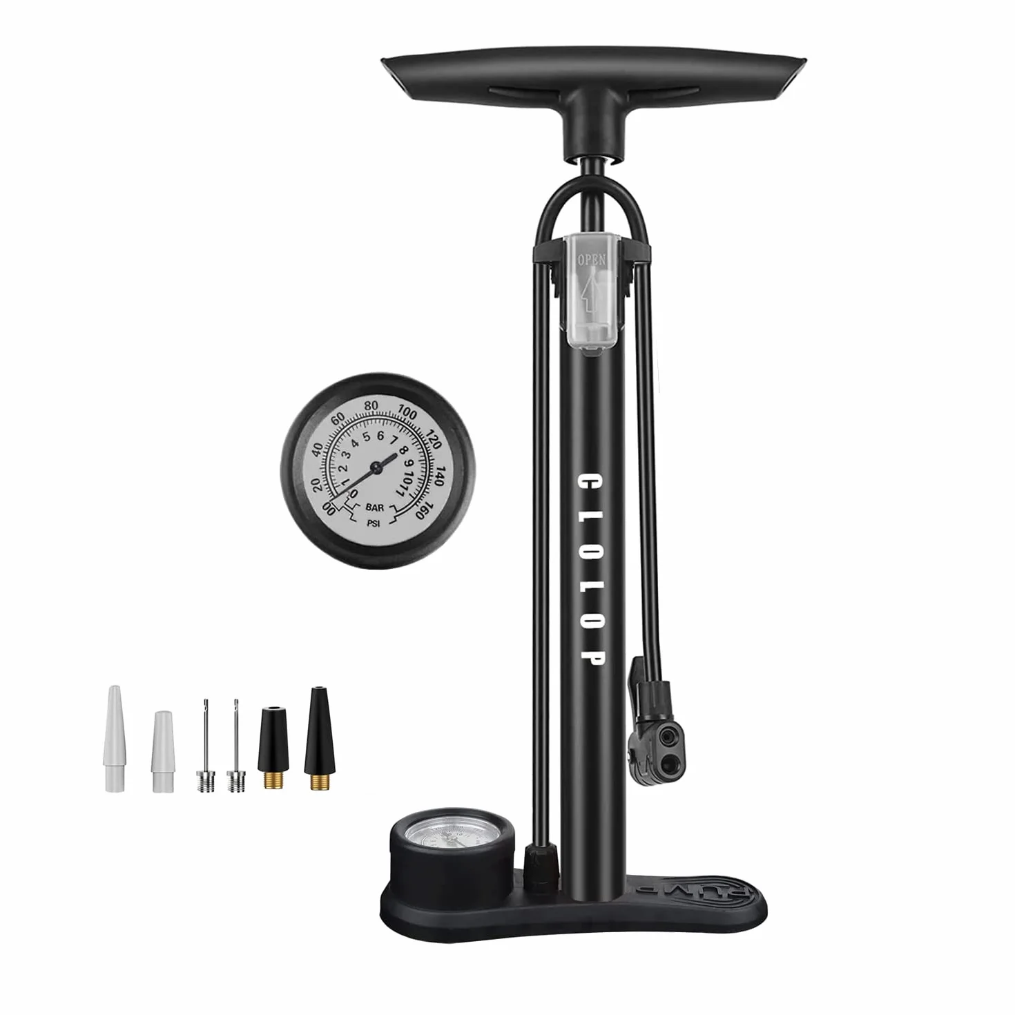 CLOLOP Pompa per Bicicletta con Manometro per Presta e Schrader MTB Bici da Corsa