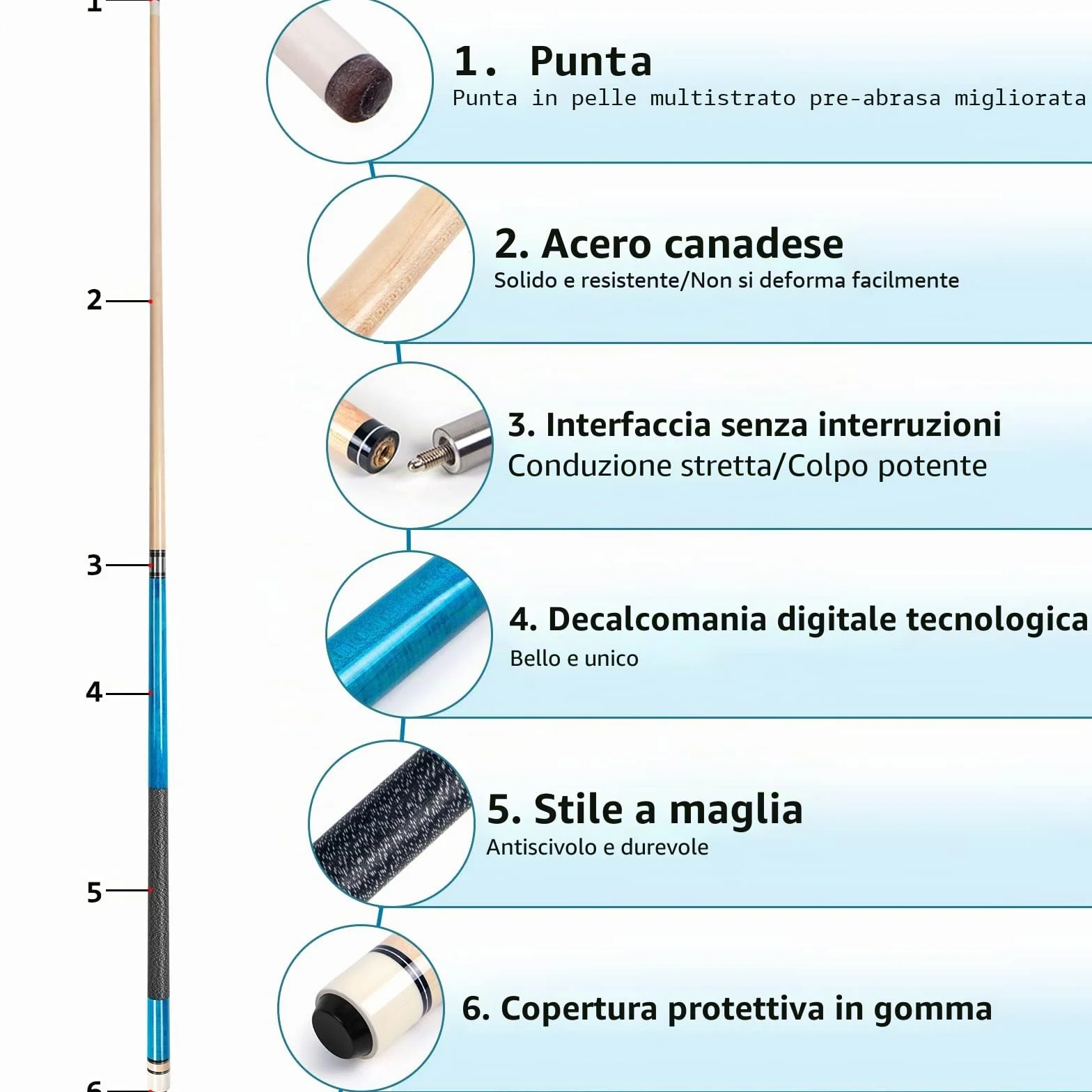 AKLOT Stecca da Biliardo 58" Legno di Acero per Adulti Professionisti 18-21 Once