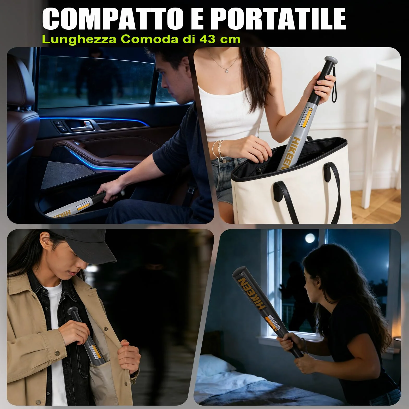Mazza da Baseball in Acciaio BOOSTEADY 43 cm Impugnatura Antiscivolo Laccio Paracord Compatta Portatile