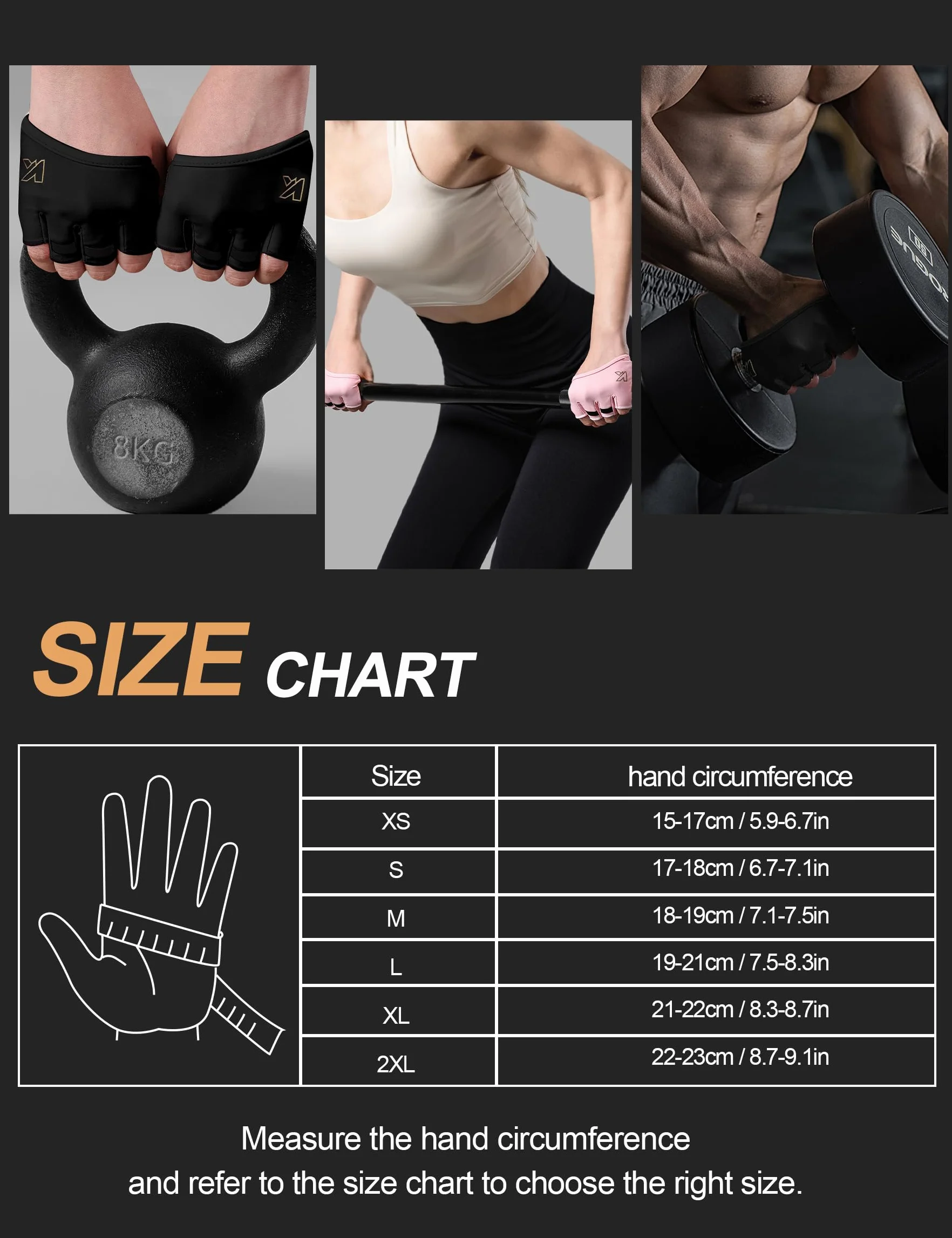 KUTOOK Guanti Palestra Uomo Donna Antiscivolo Traspiranti Fitness Ginnastica Manubri Bodybuilding Sollevamento Pesi