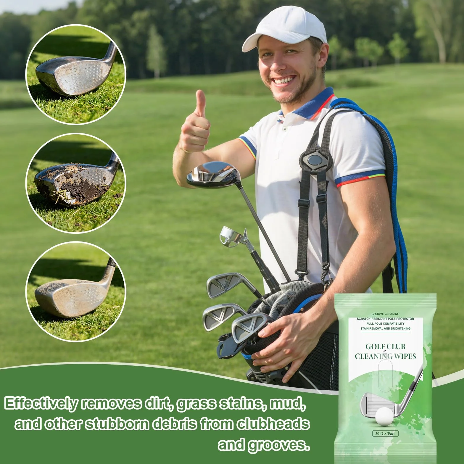 flintronic 3 Pezzi Salviette da Golf, Salviette Detergenti per Aste, Mazze e Palline