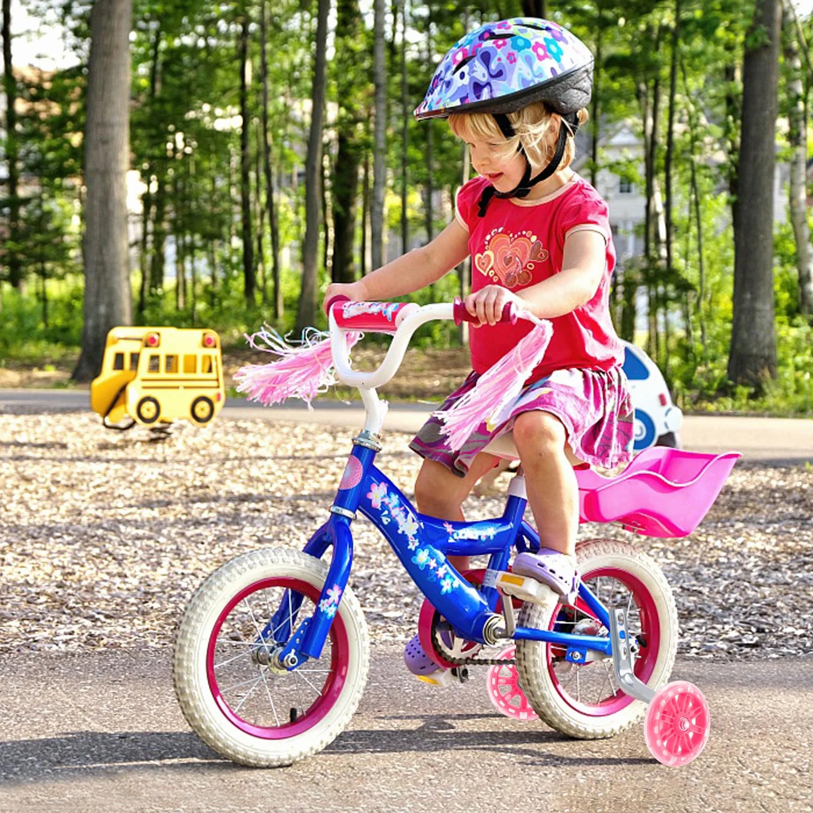 Ruote di supporto universali per bicicletta bambini 12-20 pollici rosa