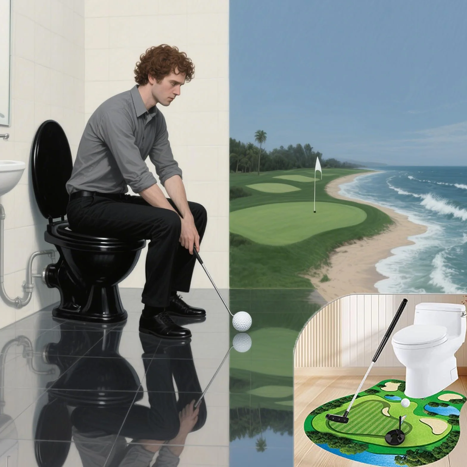Bathroom Mini Golfing Practice Golf Toilet Game Set Regali Divertenti per Giocatori di Golf