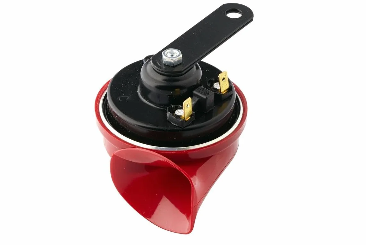 HELLA Tromba,STYLE HORN TE24,12V,110dB(A),Gamma frequenze,500Hz,Tono alto,elettrico,Colore alloggiamento/sede,rosso/nero,Attacco piatto ad innesto,Quantità,1,3FG 007 424-011