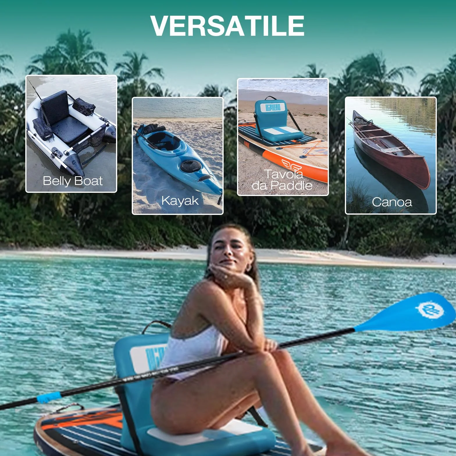 Niphean Sedile SUP Gonfiabile con Supporto Posteriore, Sedile per Sup Robusto per Tavole Gonfiabili, Canoa, Barca, Kayak, Adulti e Bambini, Non Sono Necessarie Cinghie, Semplice Confortevole