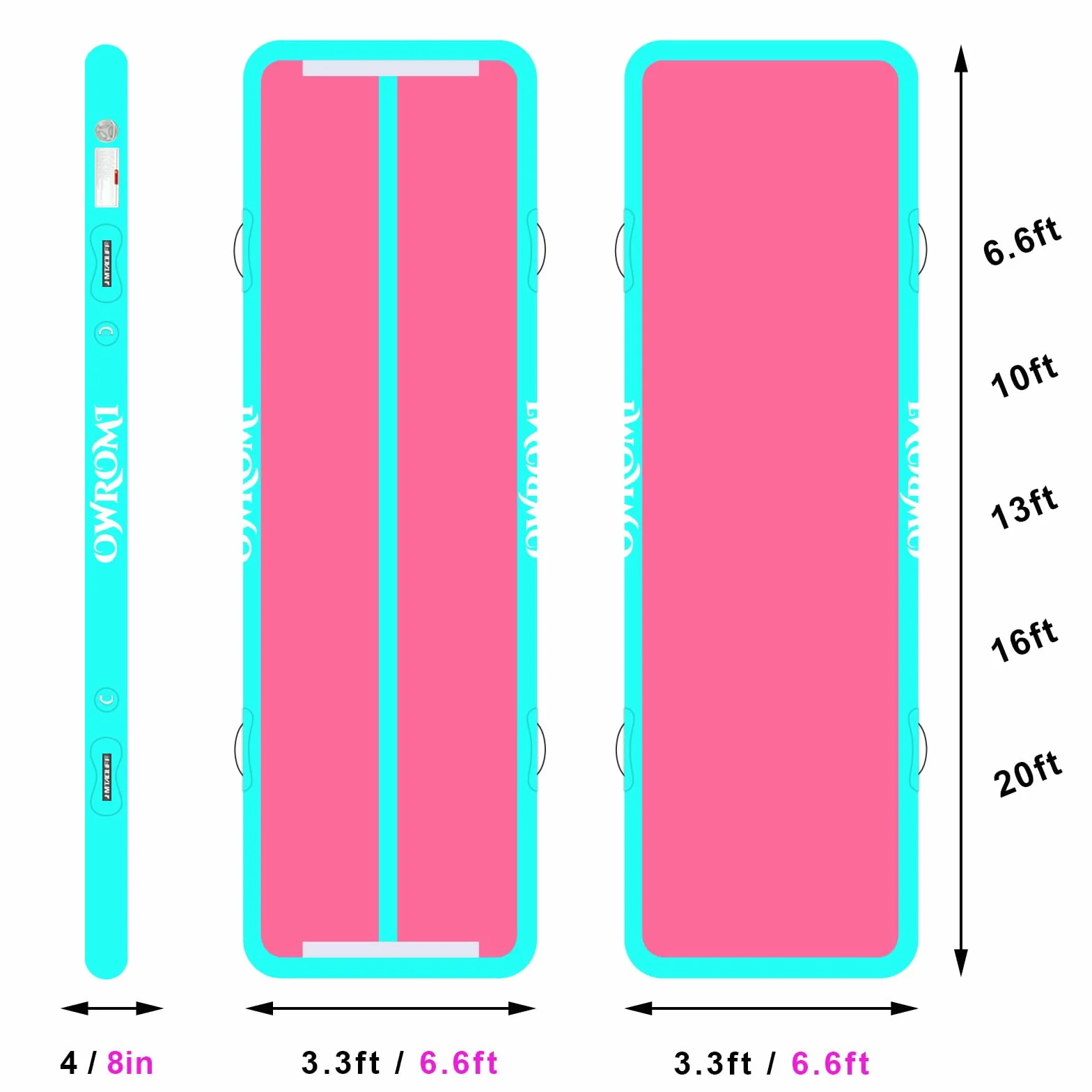 Tumble Track Mats per ginnastica, tappetini per ginnastica ad aria per bambini per Tumbling Ginnastica Gonfiabile spessa Tappetino da allenamento con pompa elettrica per casa/palestra