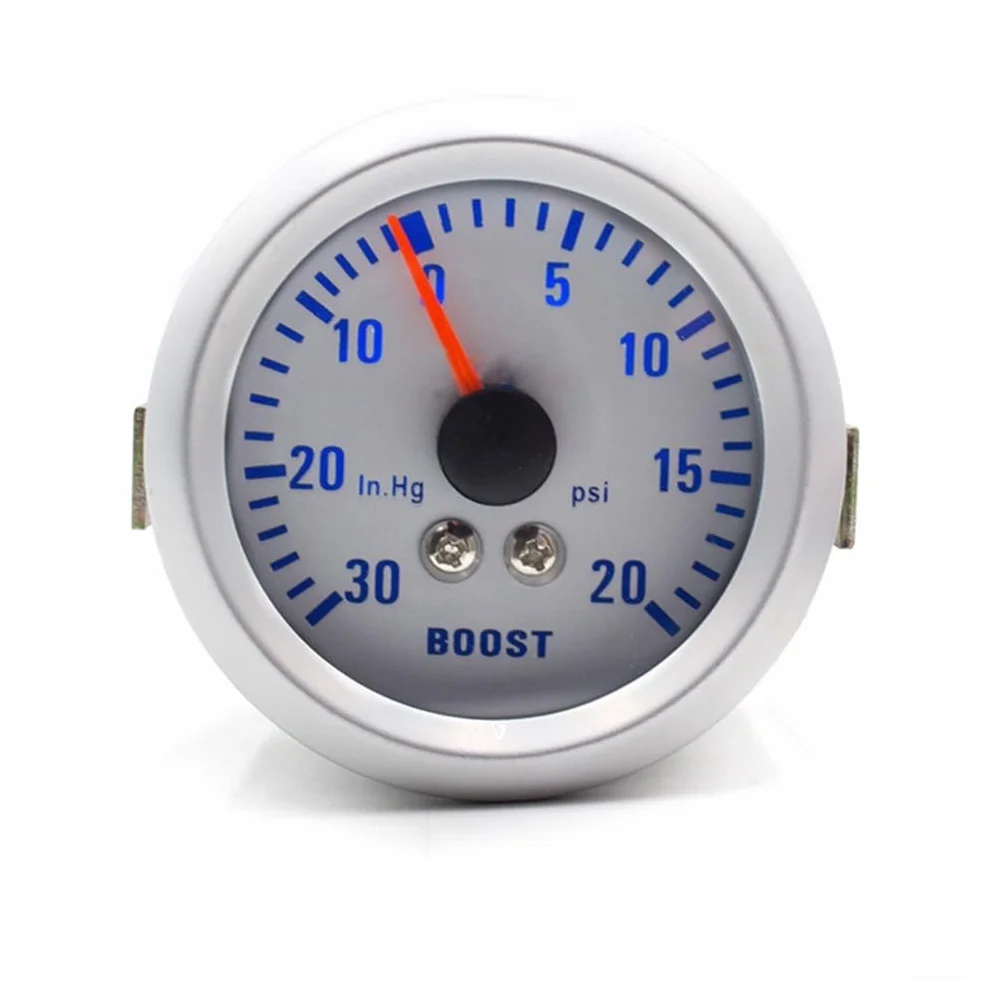 Calibro turbocompressore da 52 mm per modifica auto -30 ~ 20 psi, 12 V luce blu Turbo Boost manometro