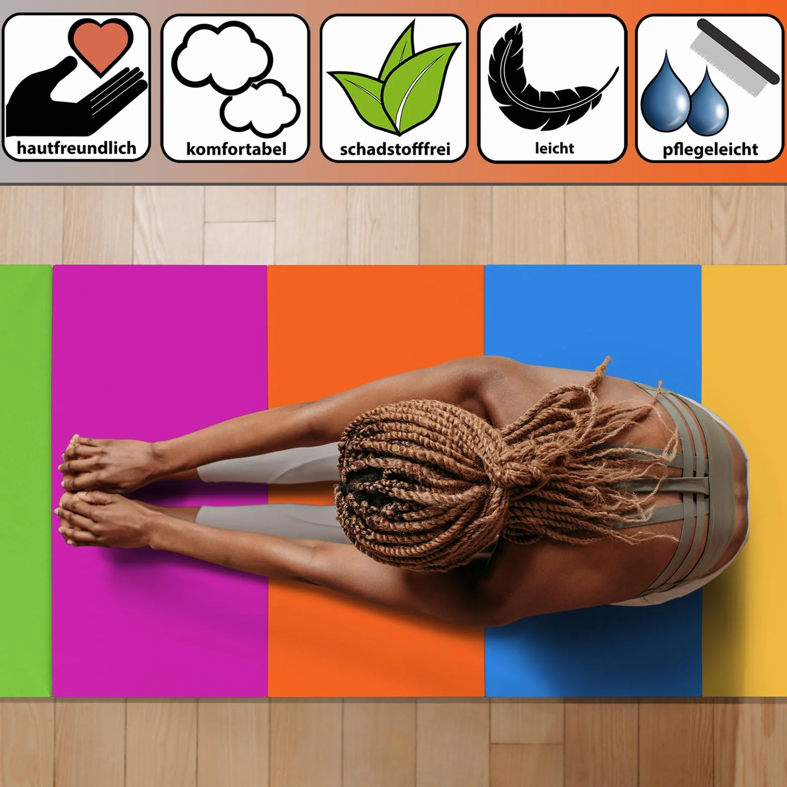 ALPIDEX Tappetino da ginnastica 185 x 78 x 3,2 cm pieghevole pavimento sportivo ginnastica palestra materassino fitness tappeto sport yoga mat gym bambini adulti