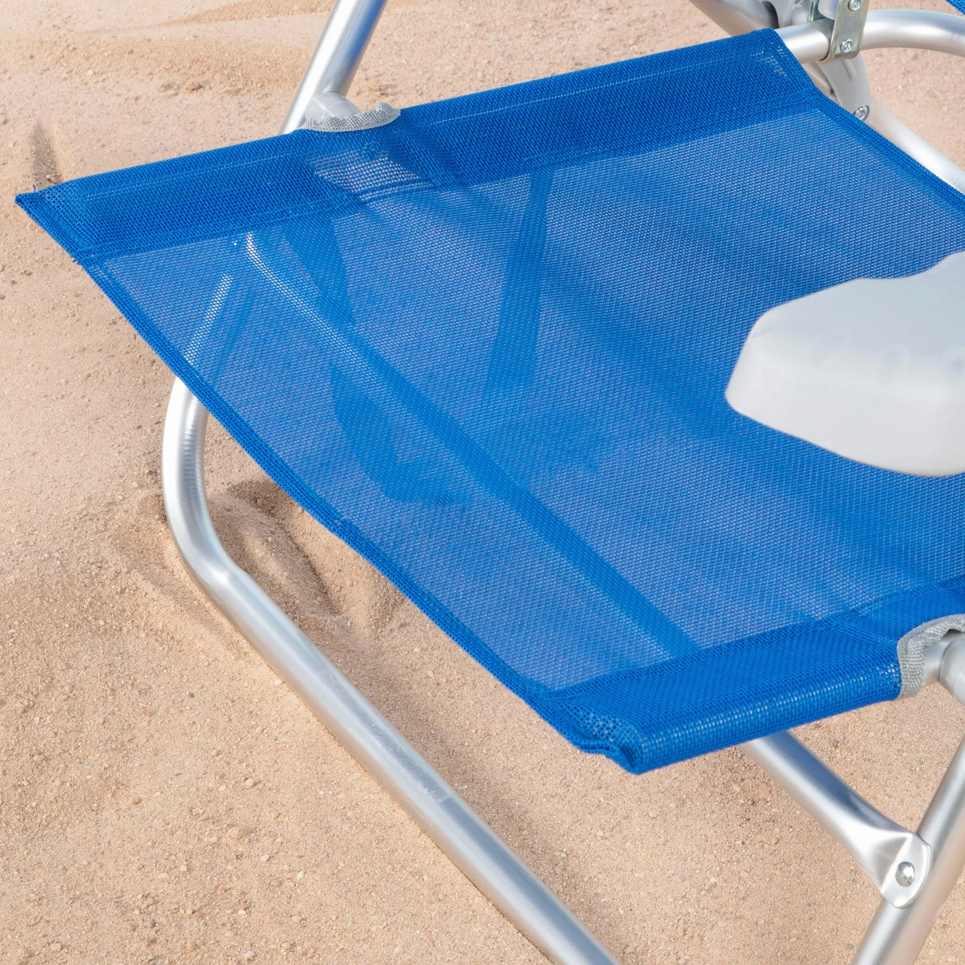 AKTIVE Sedia da spiaggia pieghevole 8 posizioni blu 48x49x82 cm cuscino imbottito 110 kg